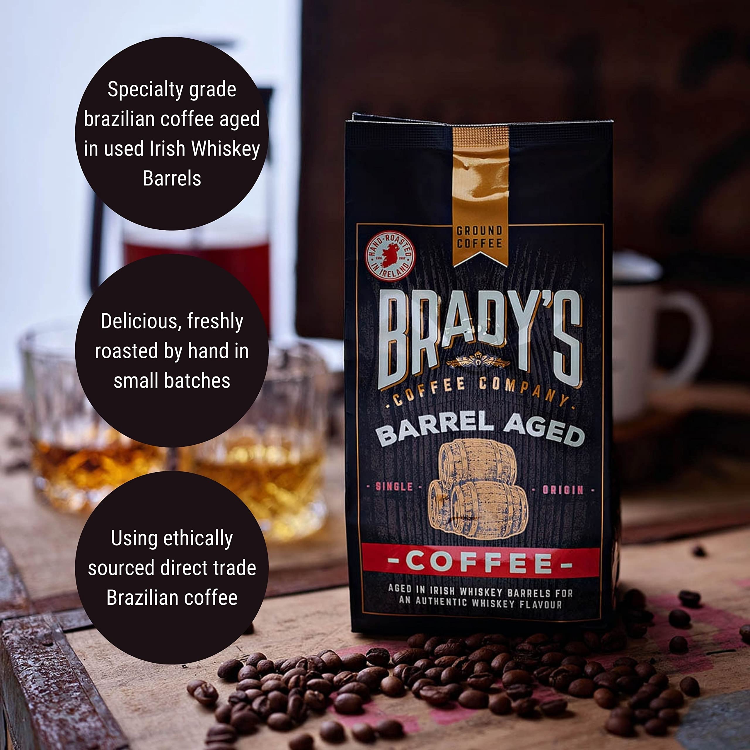 Brady's Irish Barrel Aged Ground Coffee - 100% Arabica Medium Roast - 227g 5