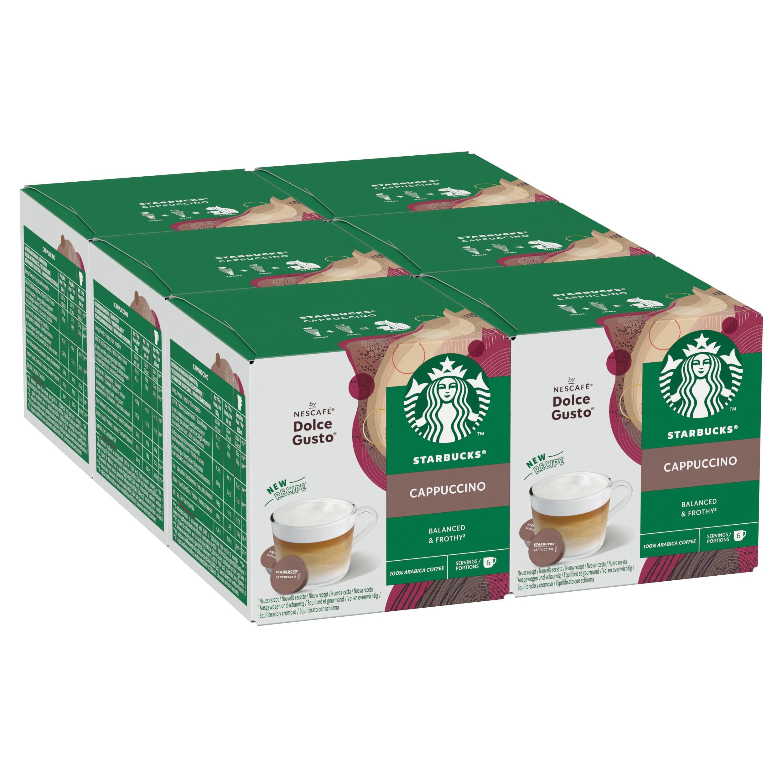STARBUCKS Cappuccino by NESCAFÉ Dolce Gusto Coffee Pods | 72 Count (6 Boxes of 12)