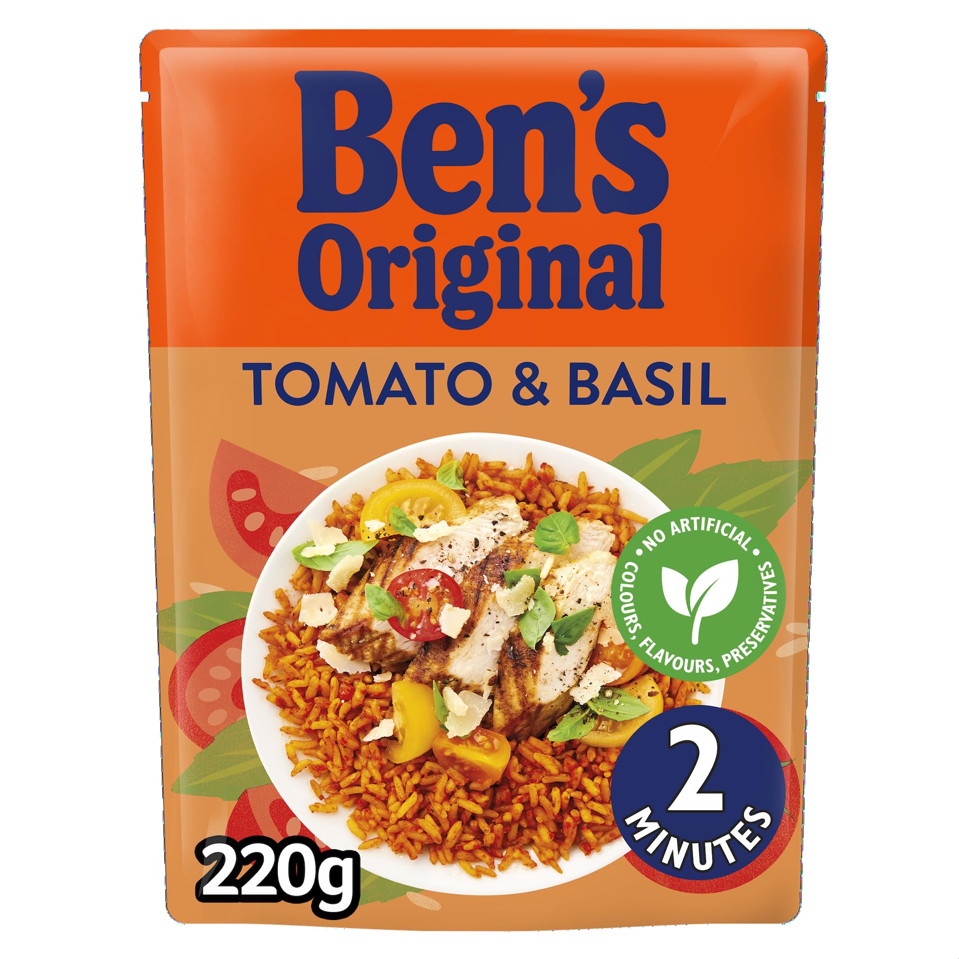 Ben's Original Tomato and Basil Microwave Rice Pouch 220g - Serves 2