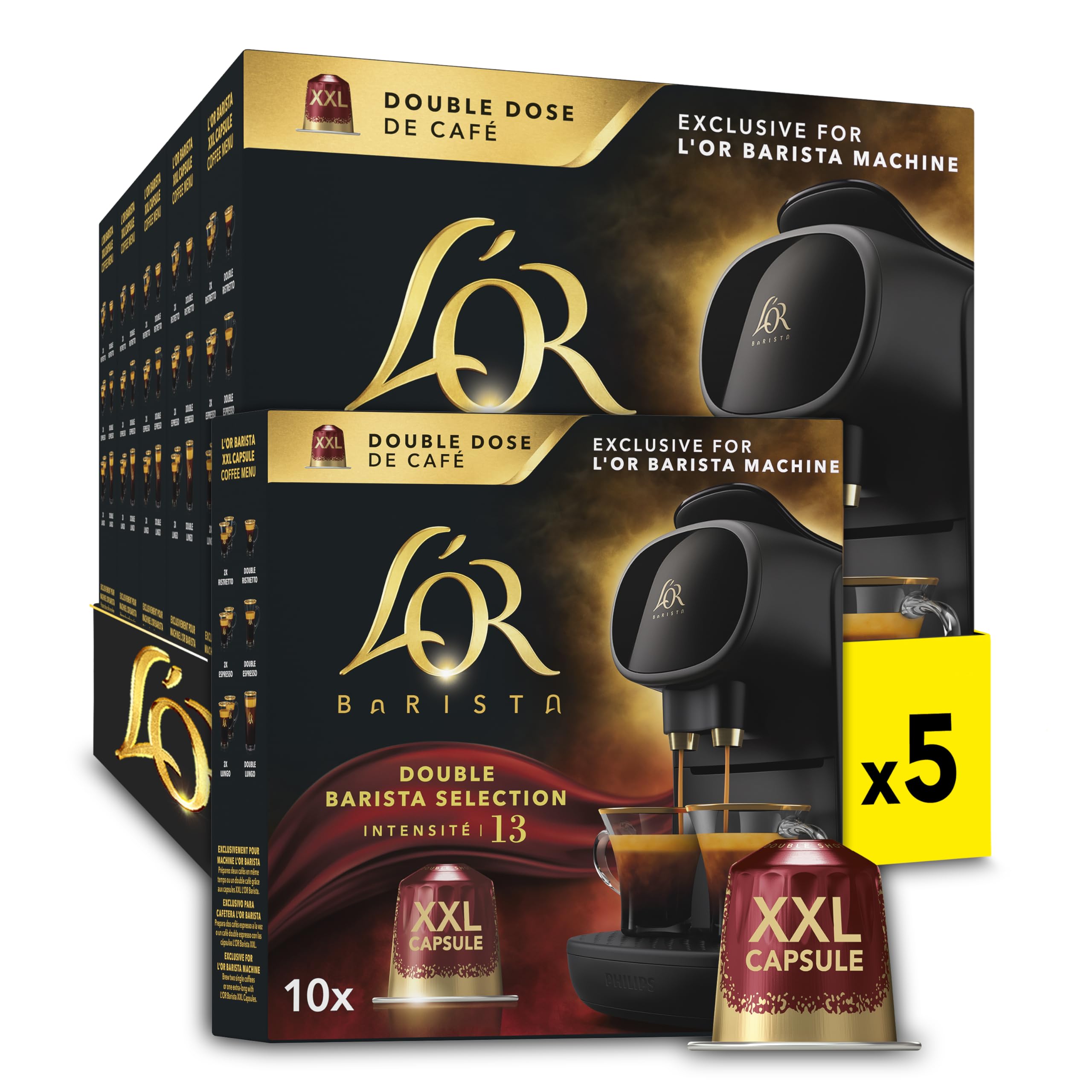 L'OR BARISTA Double Barista Selection XXL Aluminium Coffee Capsules (5 x 10 Pods) for L'OR BARISTA Machines