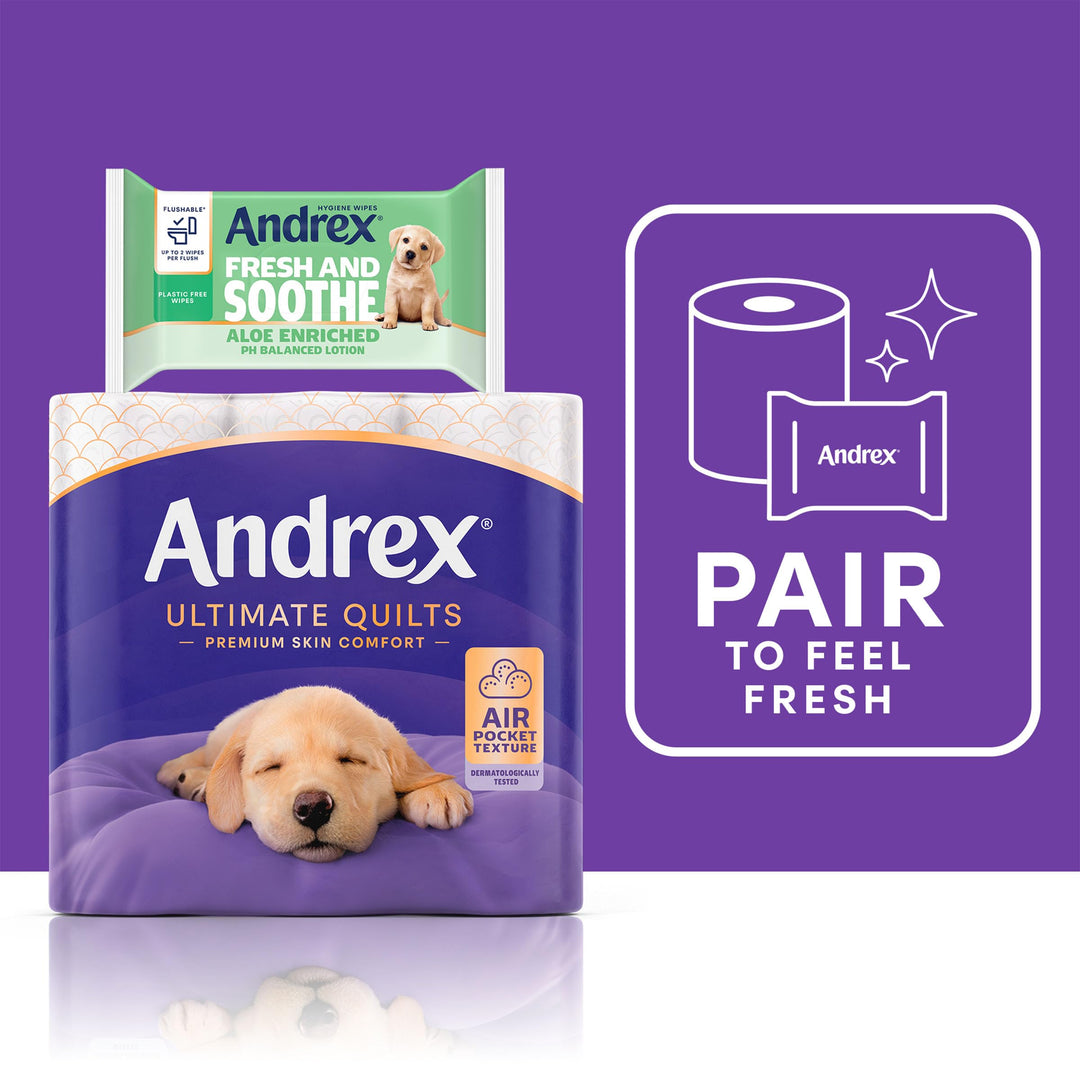 Andrex Ultimate Quilts Toilet Paper 9 Rolls - Air Pocket Technology for Soft, Comfortable Clean