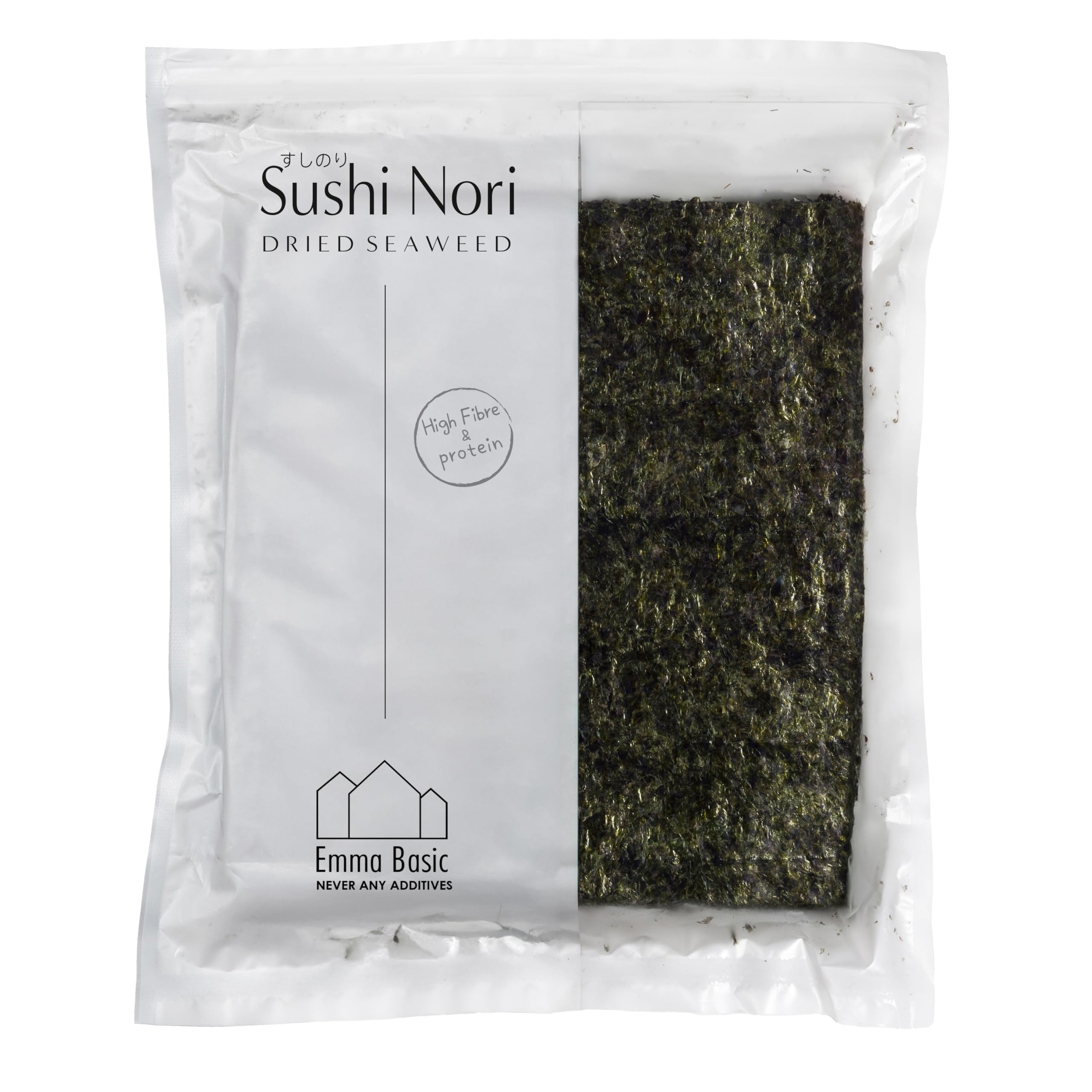 Emma Basic South Korean Seaweed Sushi Nori - 50 Full Sheets | Young & Crunchy | High Protein 1