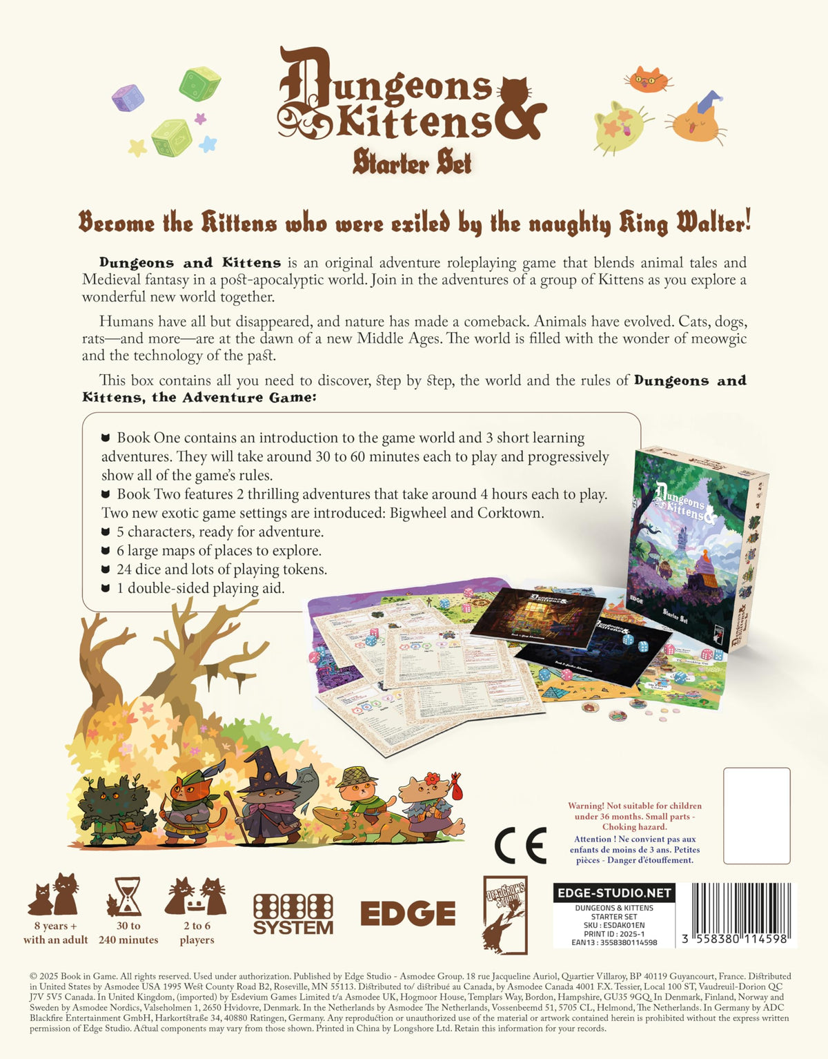 Asmodee Dungeons & Kittens: Starter Set Roleplaying Game | Ages 7+ | 2-4 Players