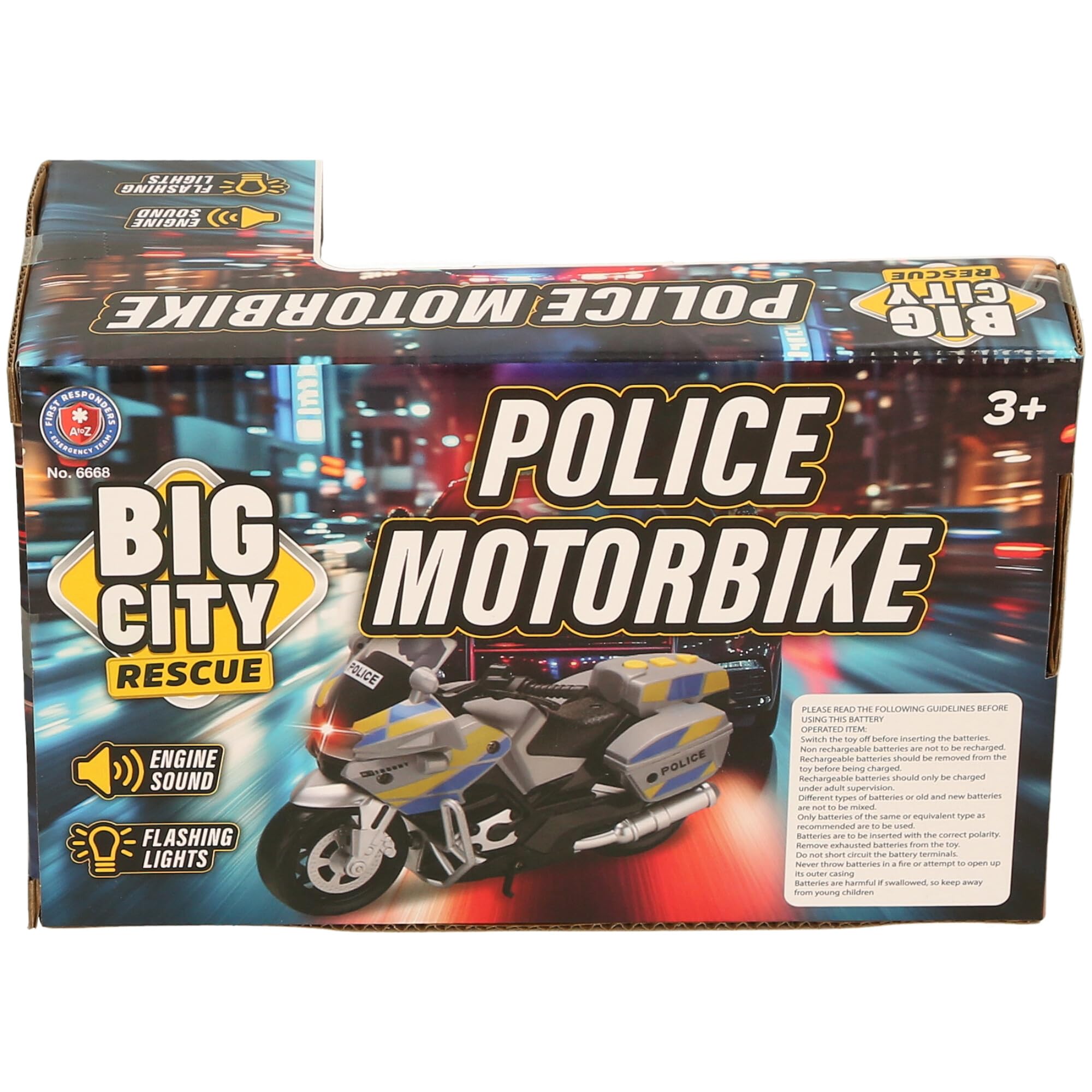 Atoz Big City Rescue Police Motorbike Toy - Engine Sound & Flashing Lights, Ages 3+ 3