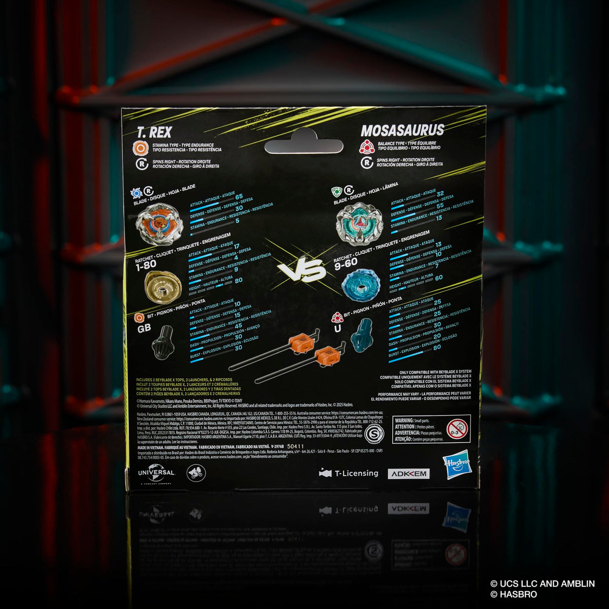 Beyblade X Jurassic World T. Rex vs Mosasaurus Battling Tops Set - 2 Tops, 2 Launchers