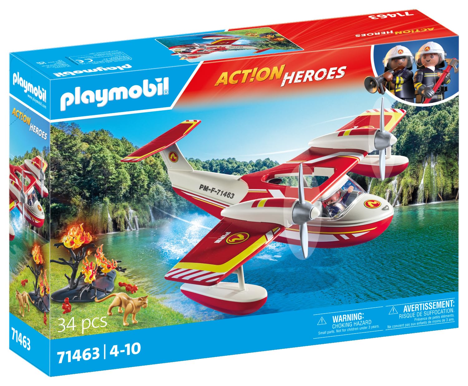 Playmobil Action Heroes 71463 Firefighting Seaplane with Extinguishing Fun | Ages 4+