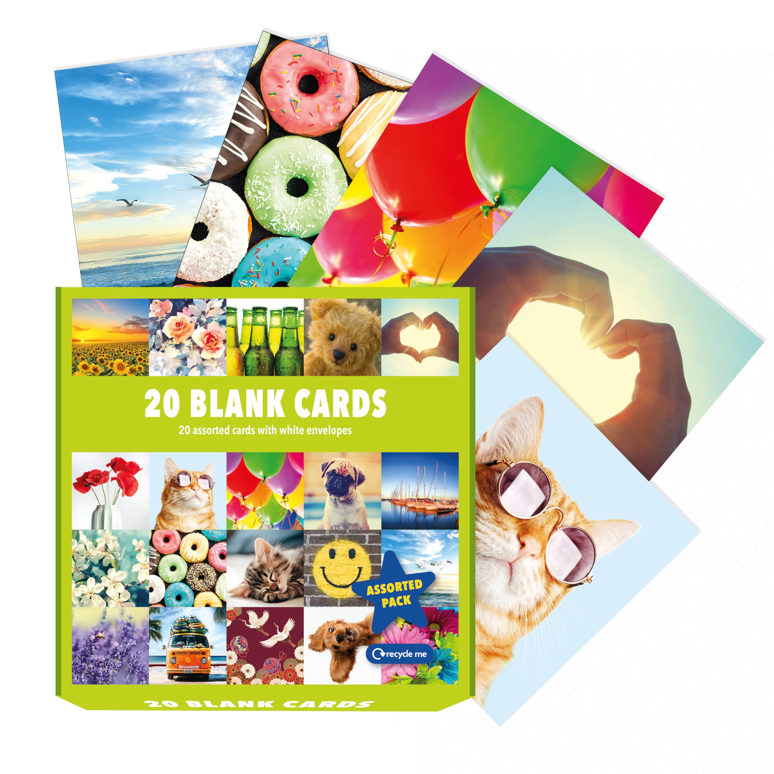 Piccadilly Greetings Assorted Blank Cards Multipack - 20 Cards, 16x16 cm, FSC Mix Approved 1