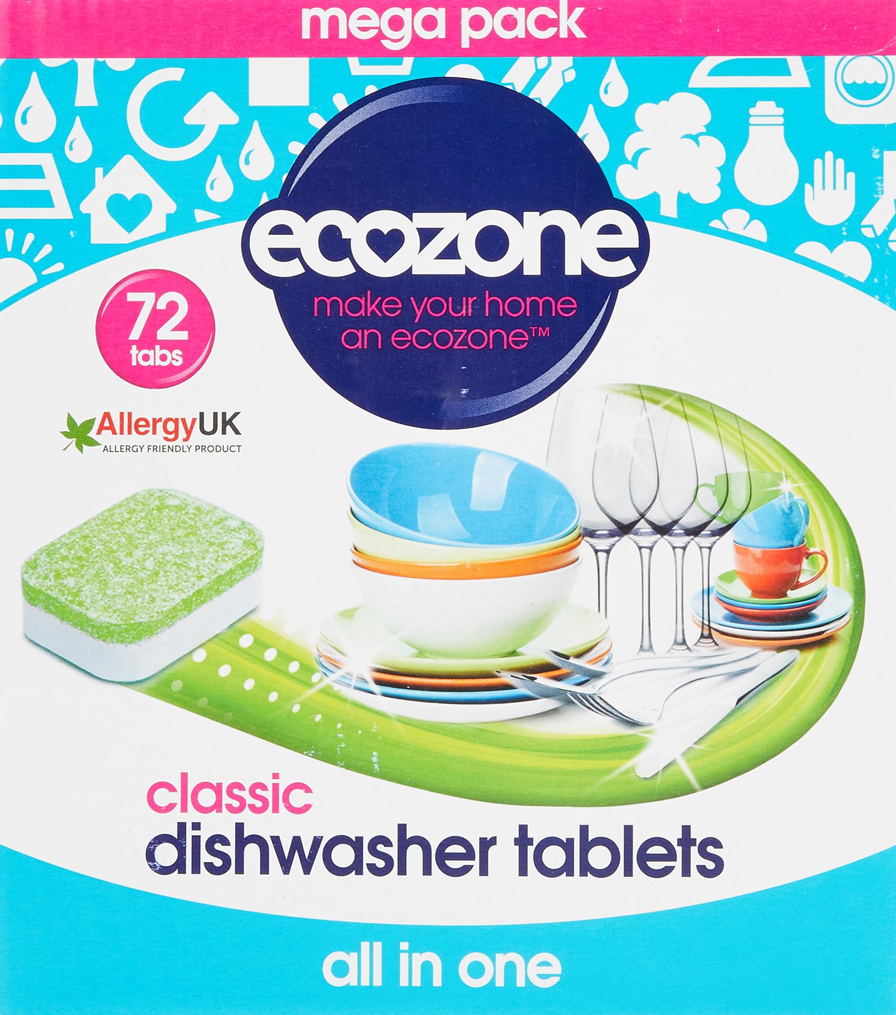 Ecozone Classic All-In-One Dishwasher Tablets - Plant-Based Cleaning | 72 Count | Vinegar Scent 1