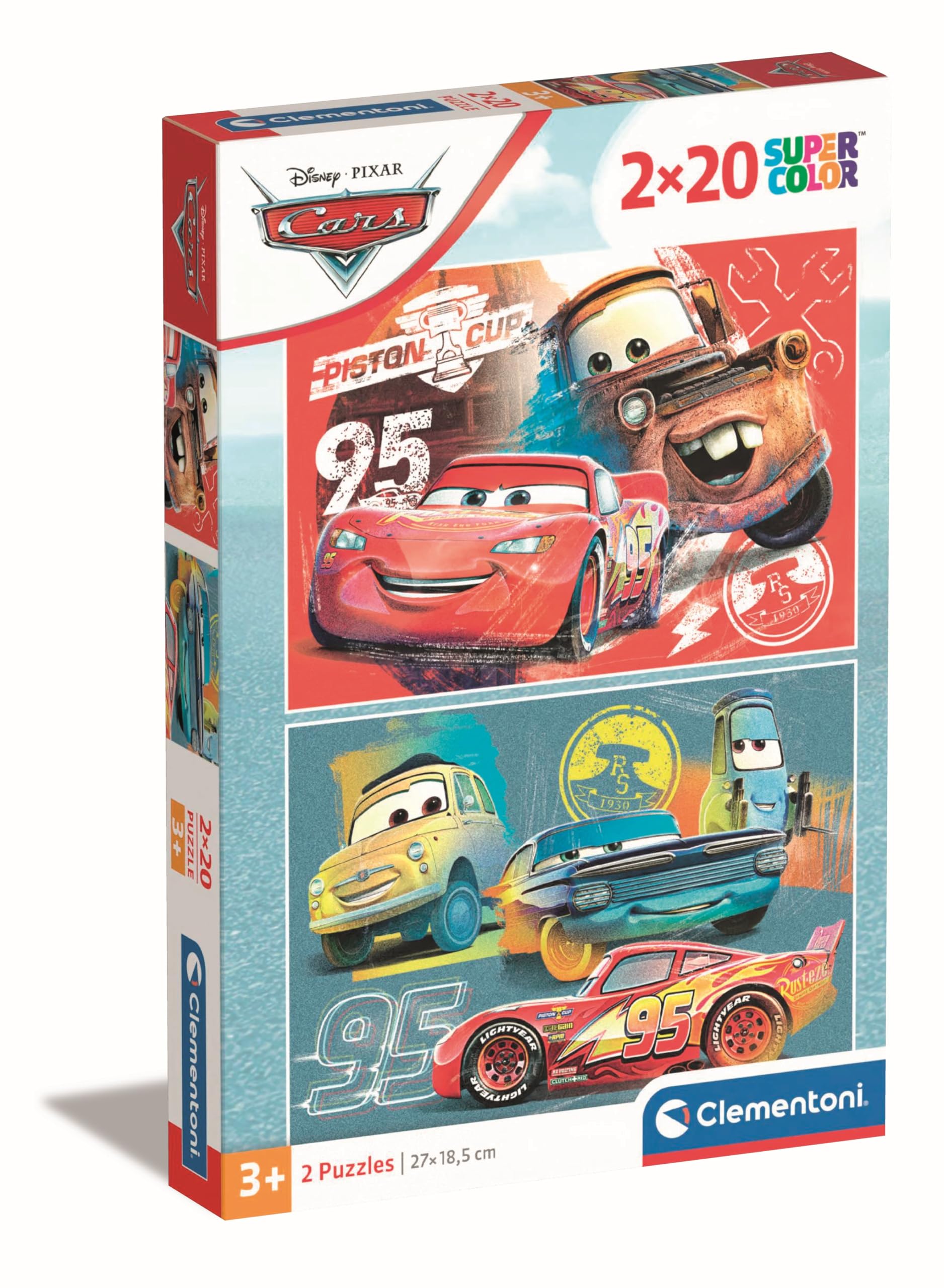 Clementoni Disney Cars 2 x 20-Piece Jigsaw Puzzle Set - Educational Kids Puzzle 3-5 Years 1