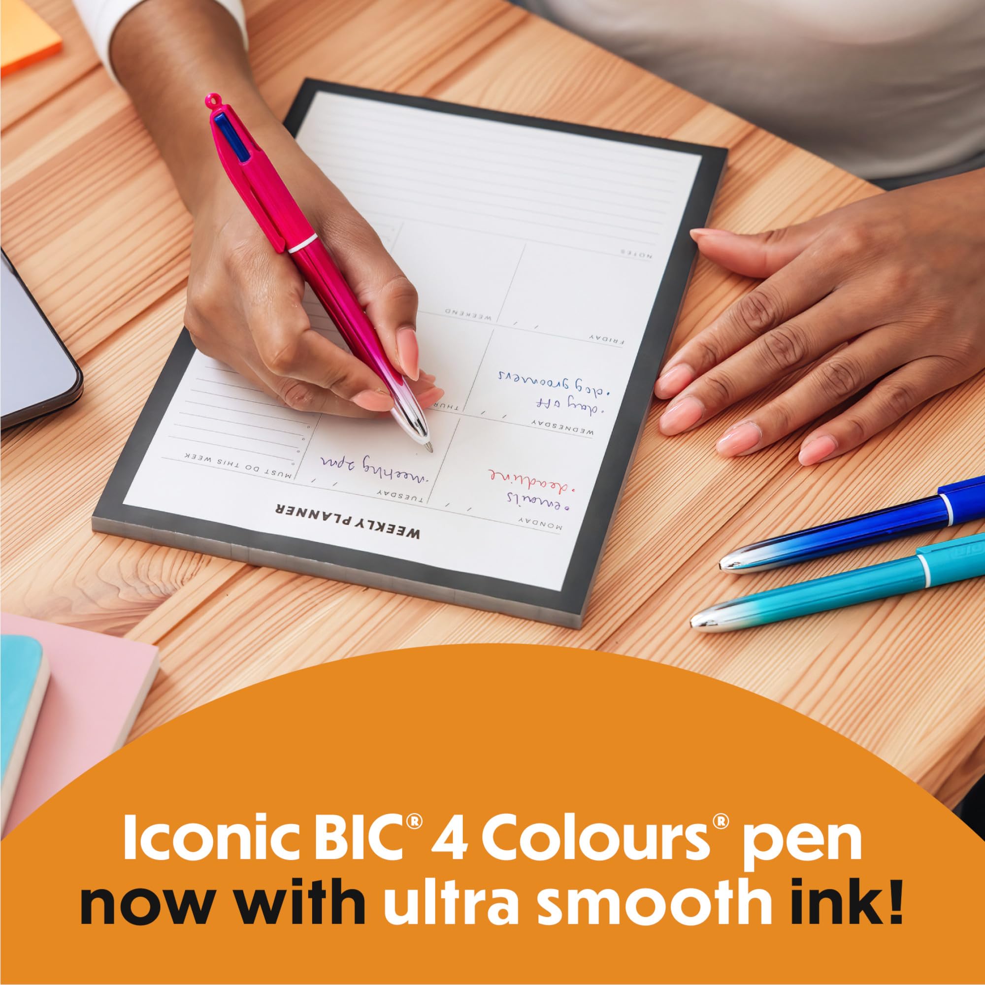 BIC 4 Colours Gradient Smooth Ink Retractable Ballpoint Pens - Pack of 5 | 1.0mm Medium Point | Multicolour