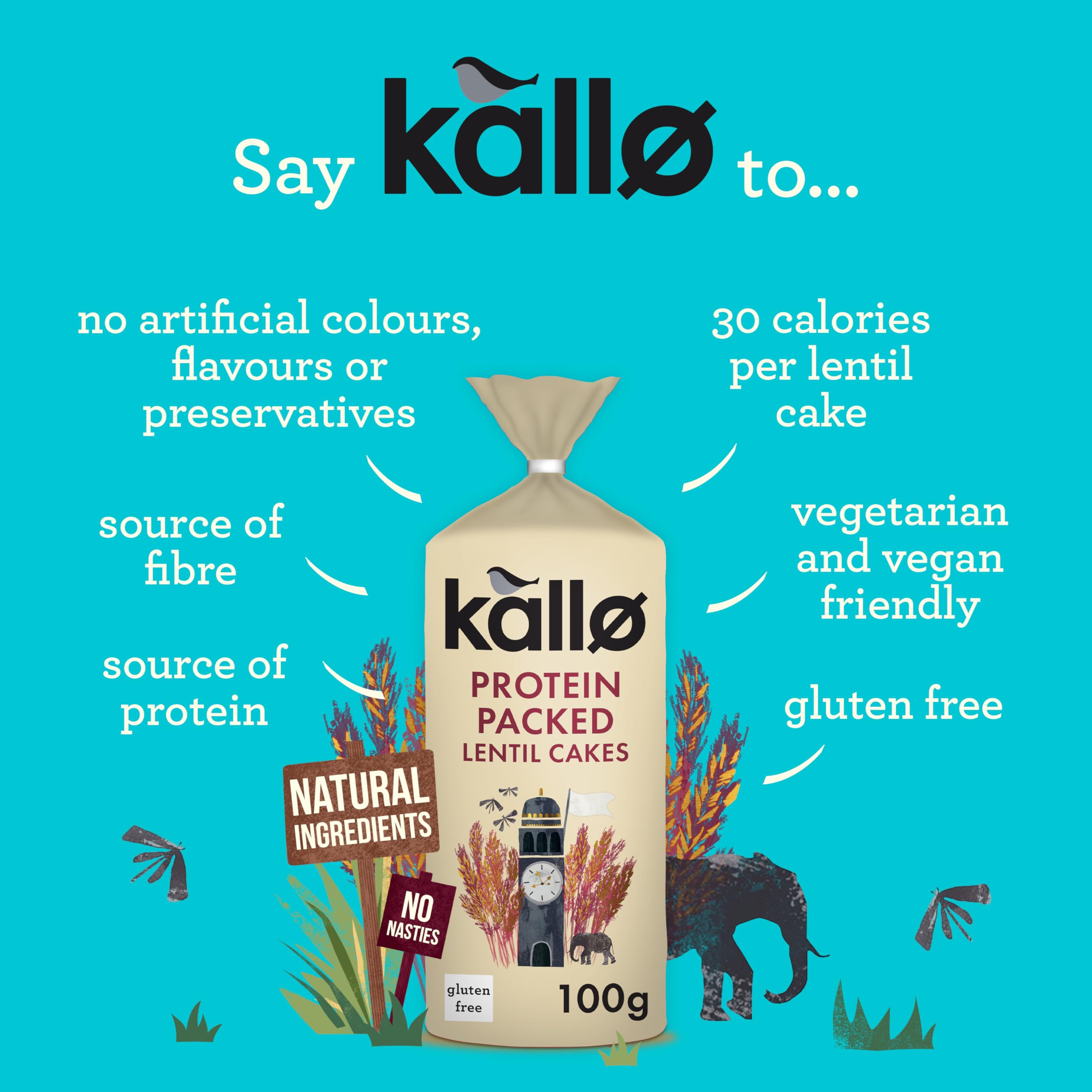 Kallo Protein Packed Lentil Cakes - High Protein, Gluten Free, Vegan Snack | 100g 2