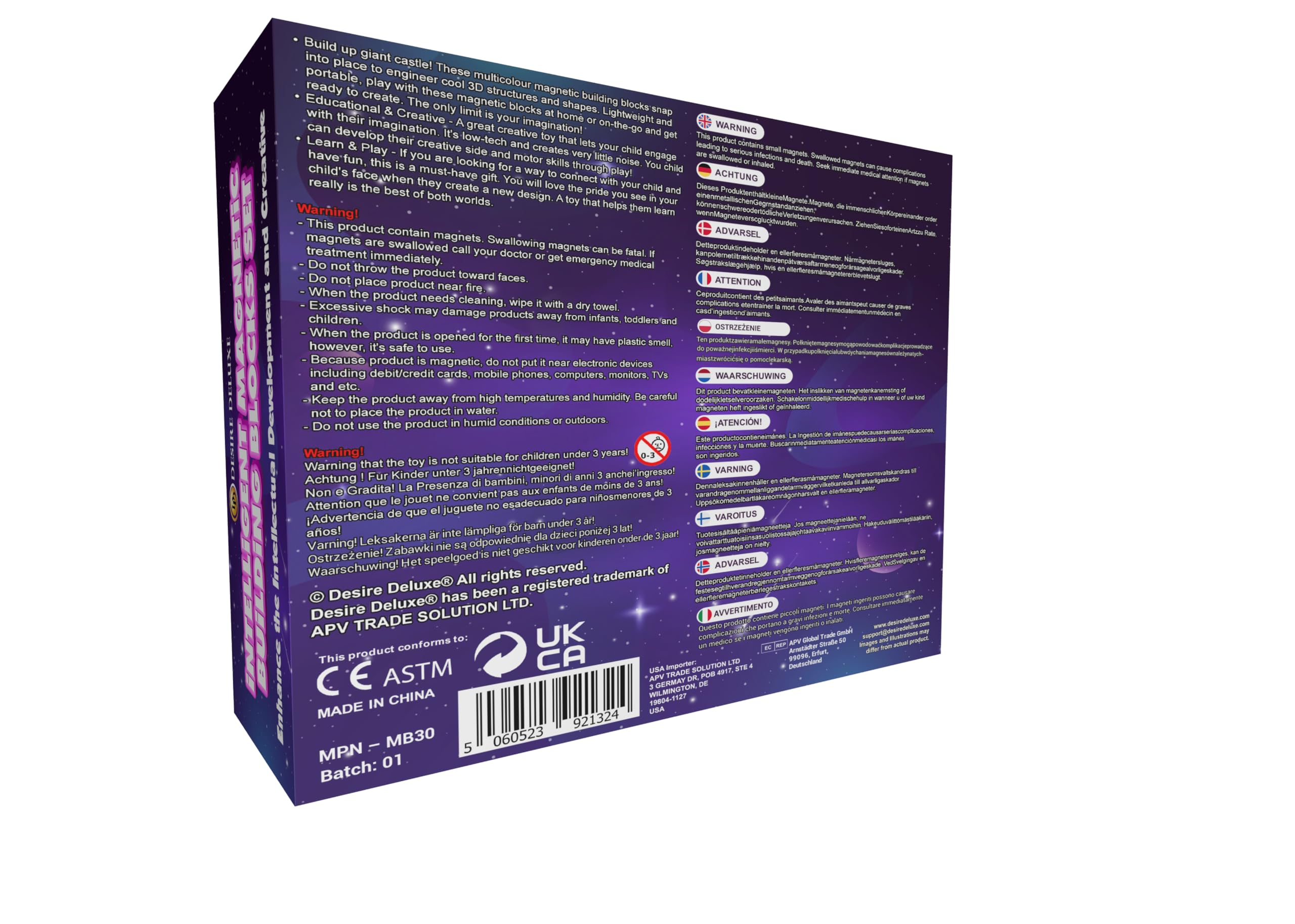 Desire Deluxe Magnetic Building Blocks 30pc Construction Set for Kids Ages 3-9 6