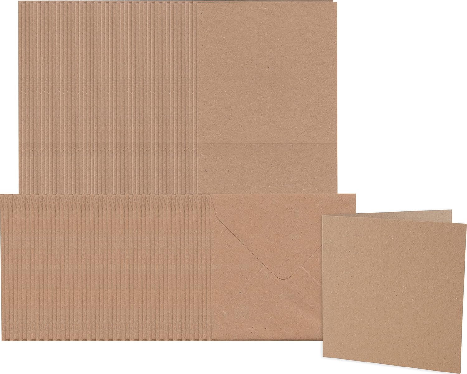 Craft UK 2050 5 x 5 inch Kraft Card and Envelope pack of 50 - Brown 2