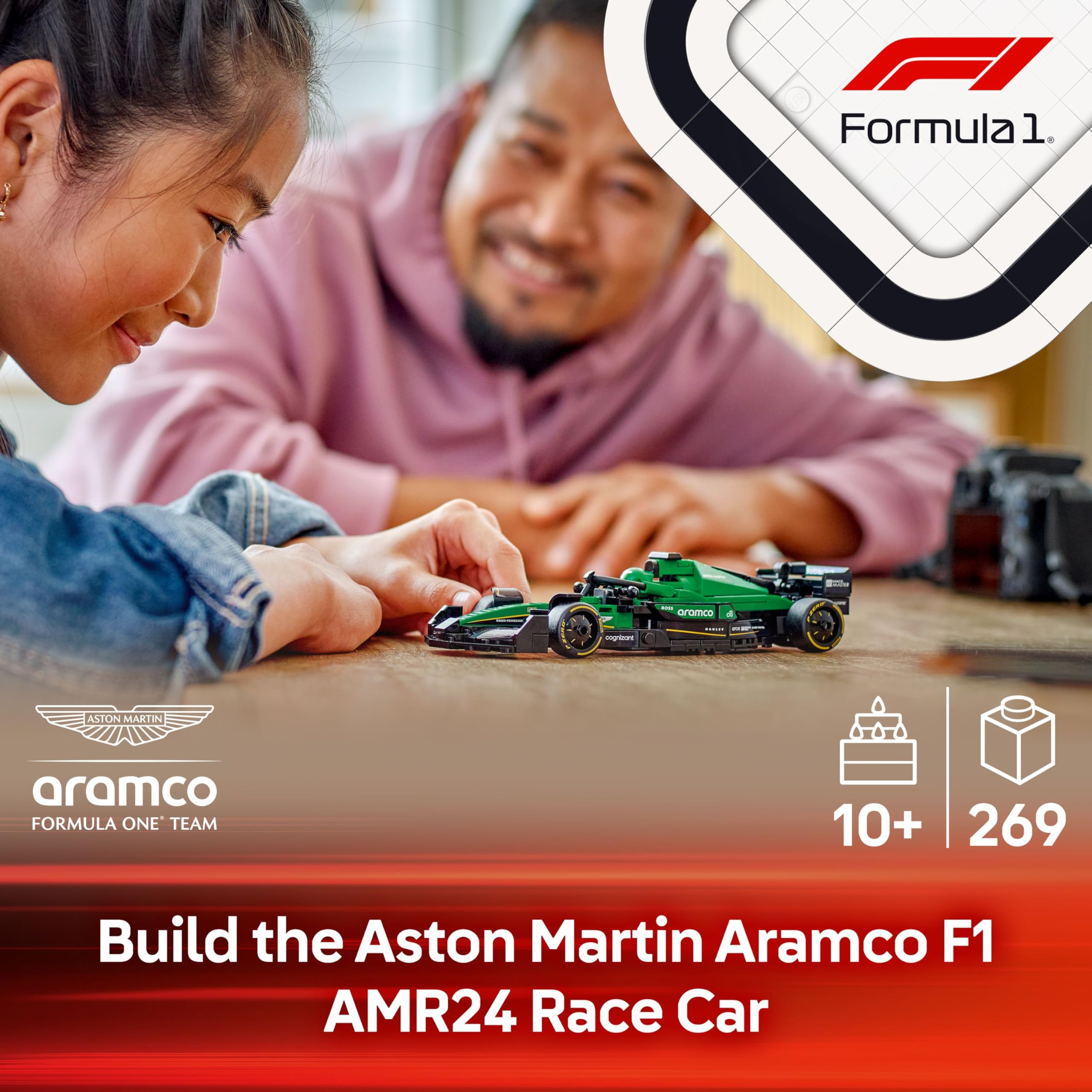 LEGO Speed Champions Aston Martin Aramco F1 AMR24 Race Car Toy - Building Set with Driver Minifigure for Ages 10+ 11