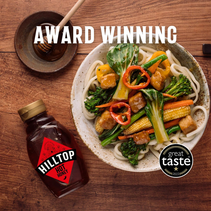 Hilltop Honey Hot Honey - Chilli Infused Natural Honey - Squeezy Bottle 340g