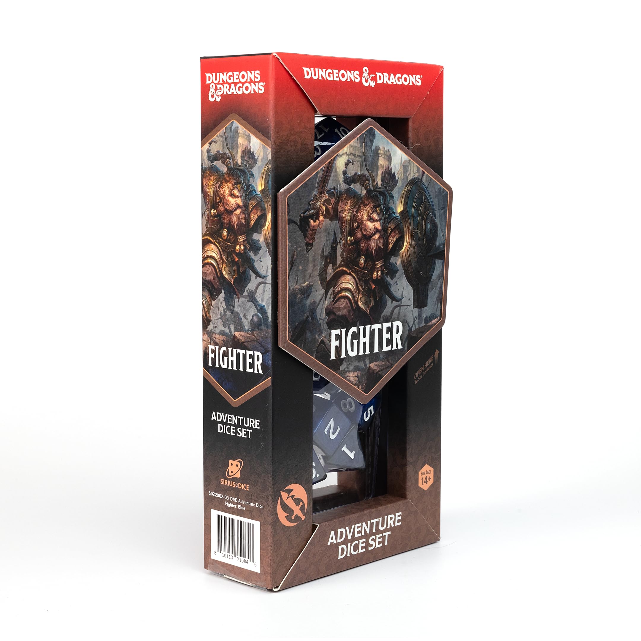Sirius Dice D&D Adventure Dice Set - Fighter Class Blue Resin | 15 Pieces | 2024 Icons