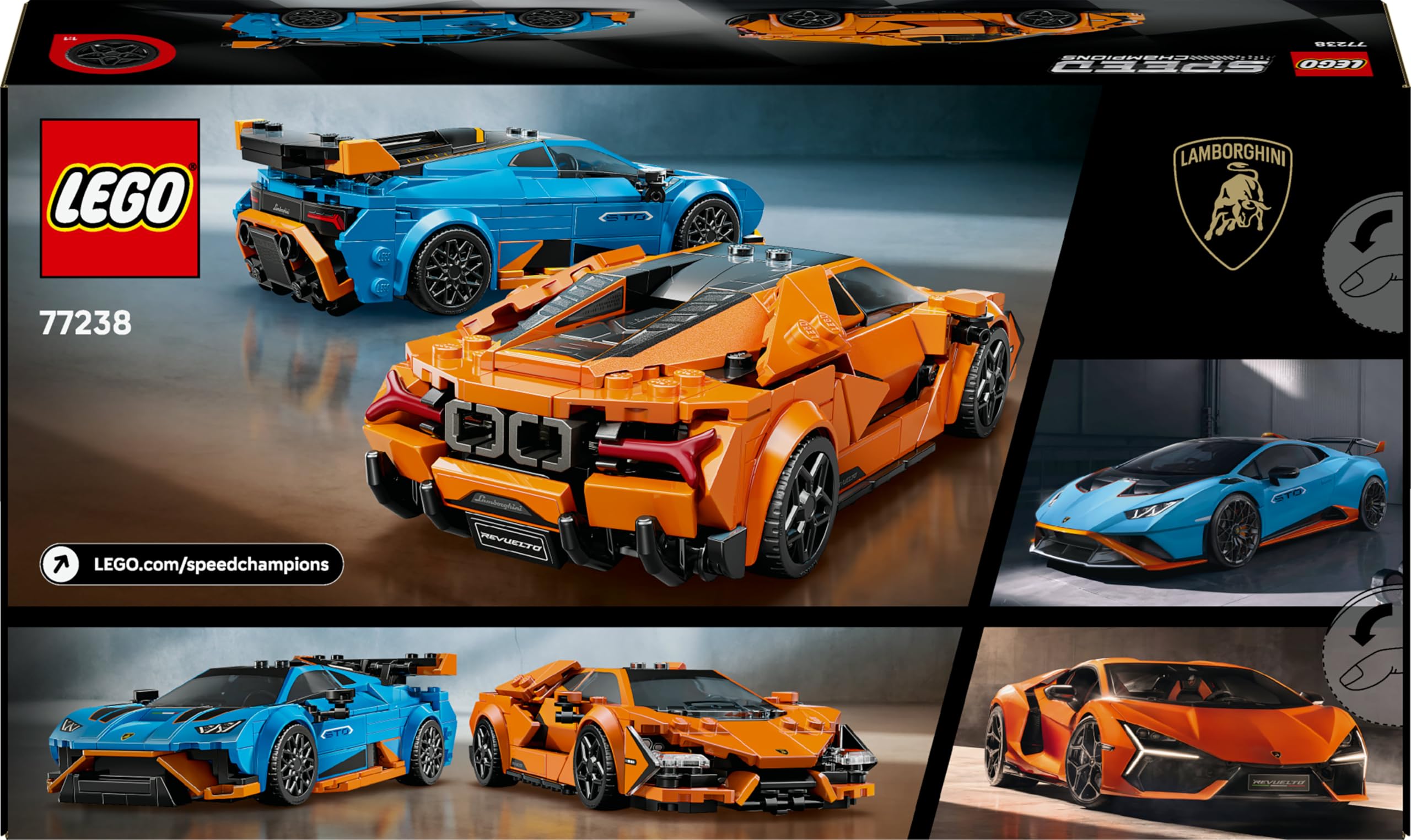 LEGO Speed Champions Lamborghini Revuelto & Huracán STO Building Set - 607-Piece Car Model Kit for Ages 10+ 2
