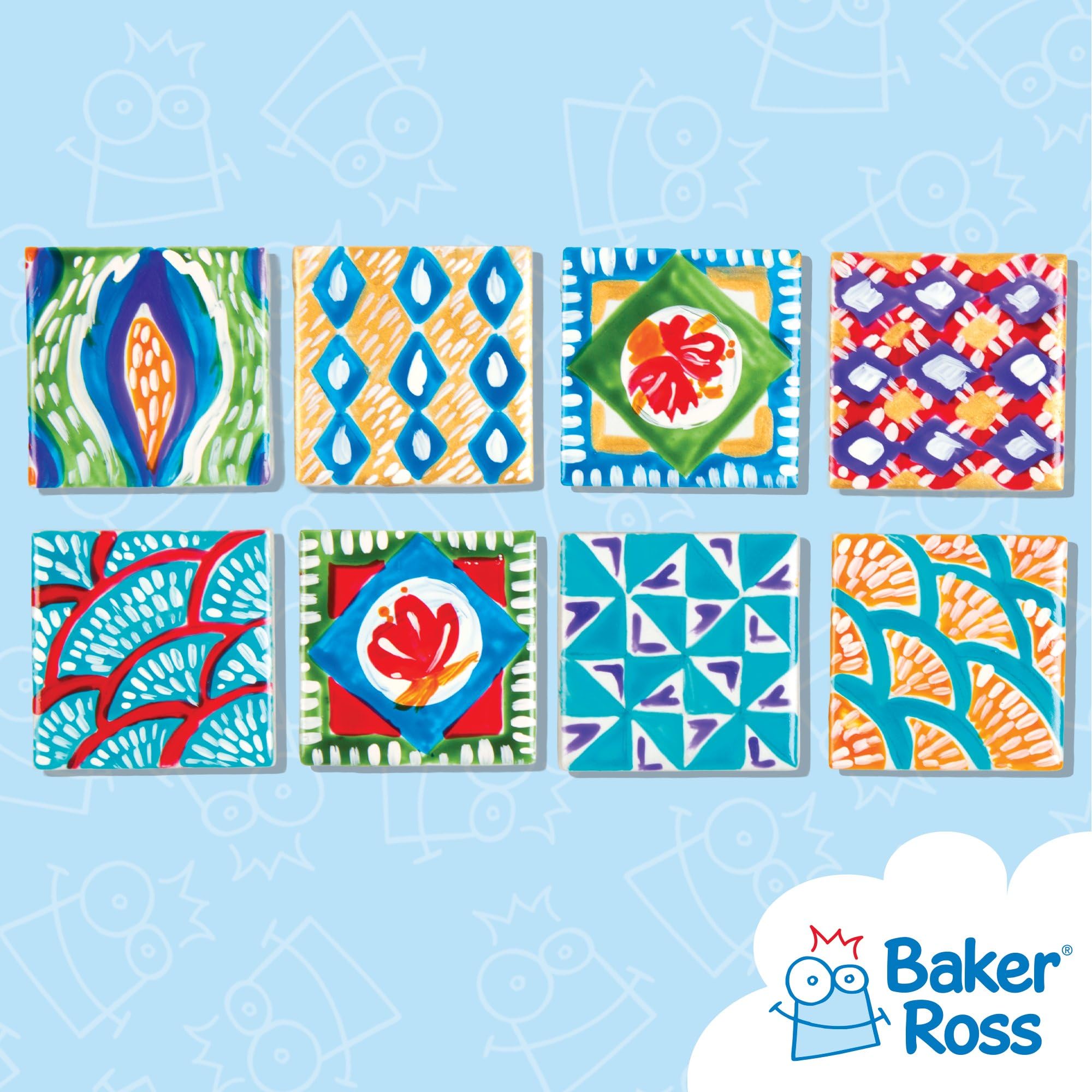 Baker Ross EK506 Porcelain Ceramic Tile Magnets - Pack of 10 | 4.5cm x 4.5cm | Customisable 6