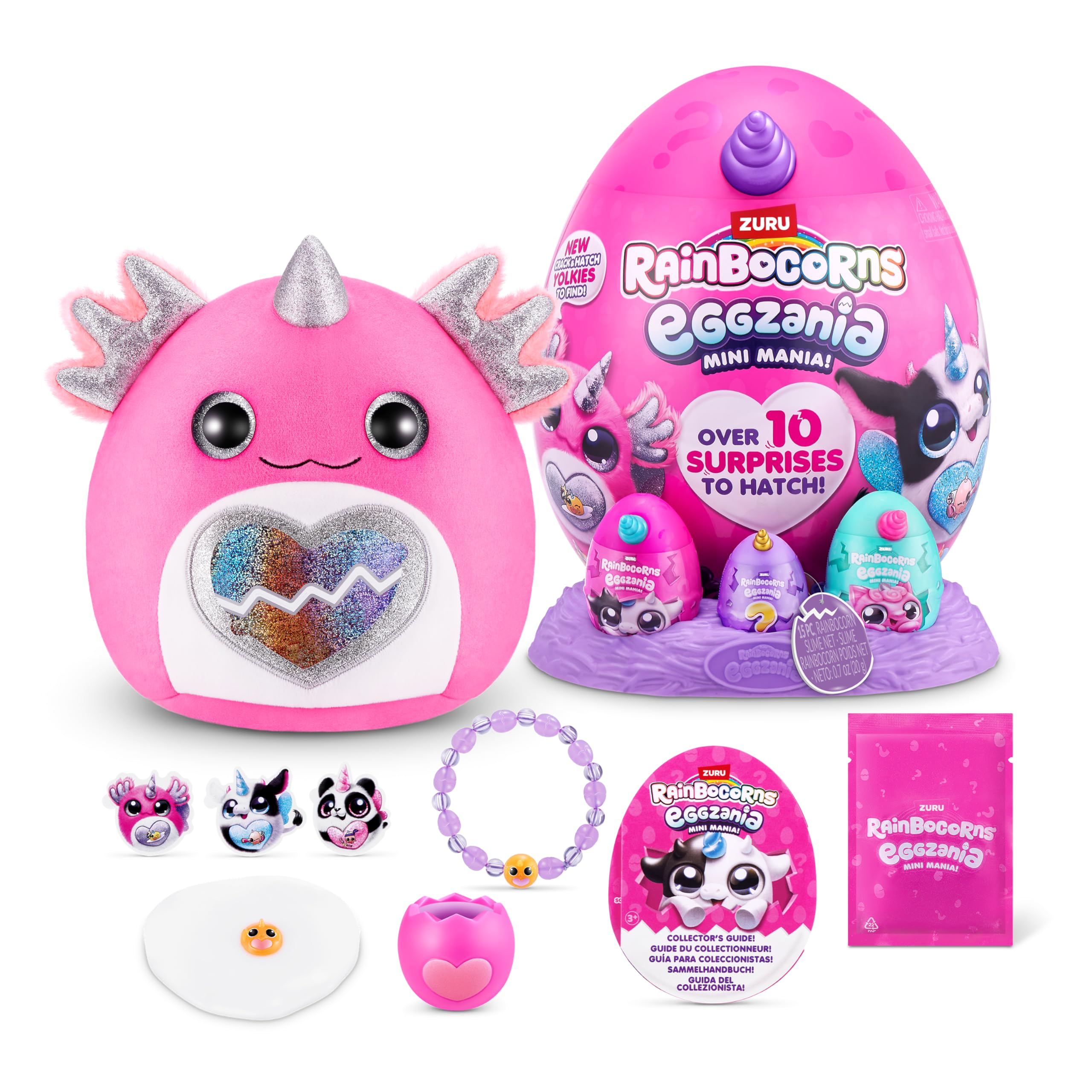Rainbocorns ZURU Eggzania Mini Mania - Axolotl Plush Surprise Unbox, 10 Surprises, Collectible Playset for Kids