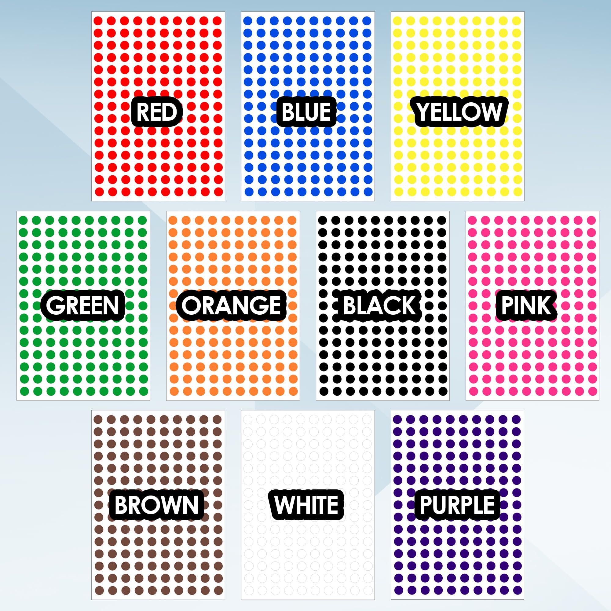 iSOUL Colour-coding Labels - 3000 Pack Round Dot Stickers | 10 Assorted Colours | 10mm