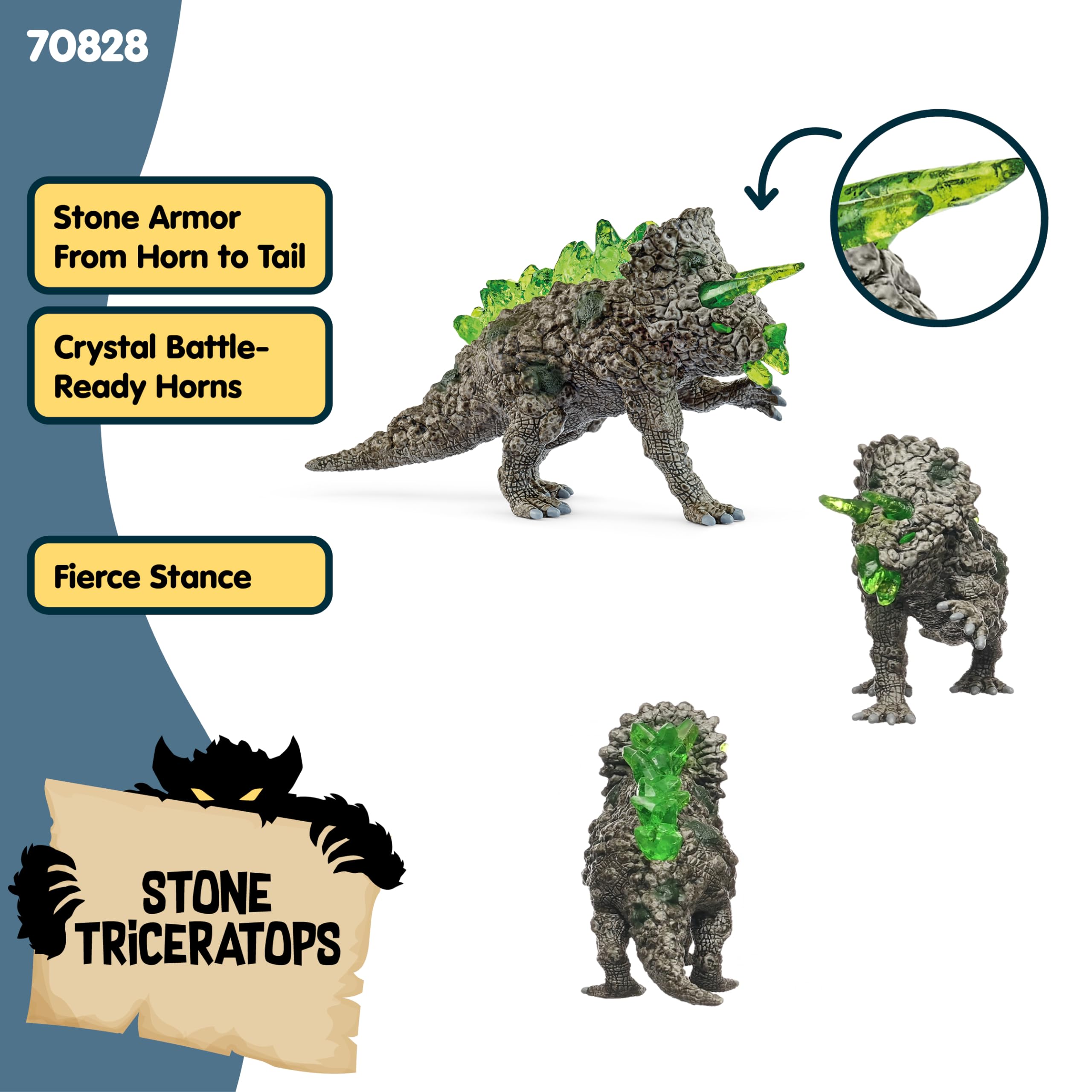 Schleich 70828 Stone Triceratops - Fantasy Action Figure for Ages 3+ 9