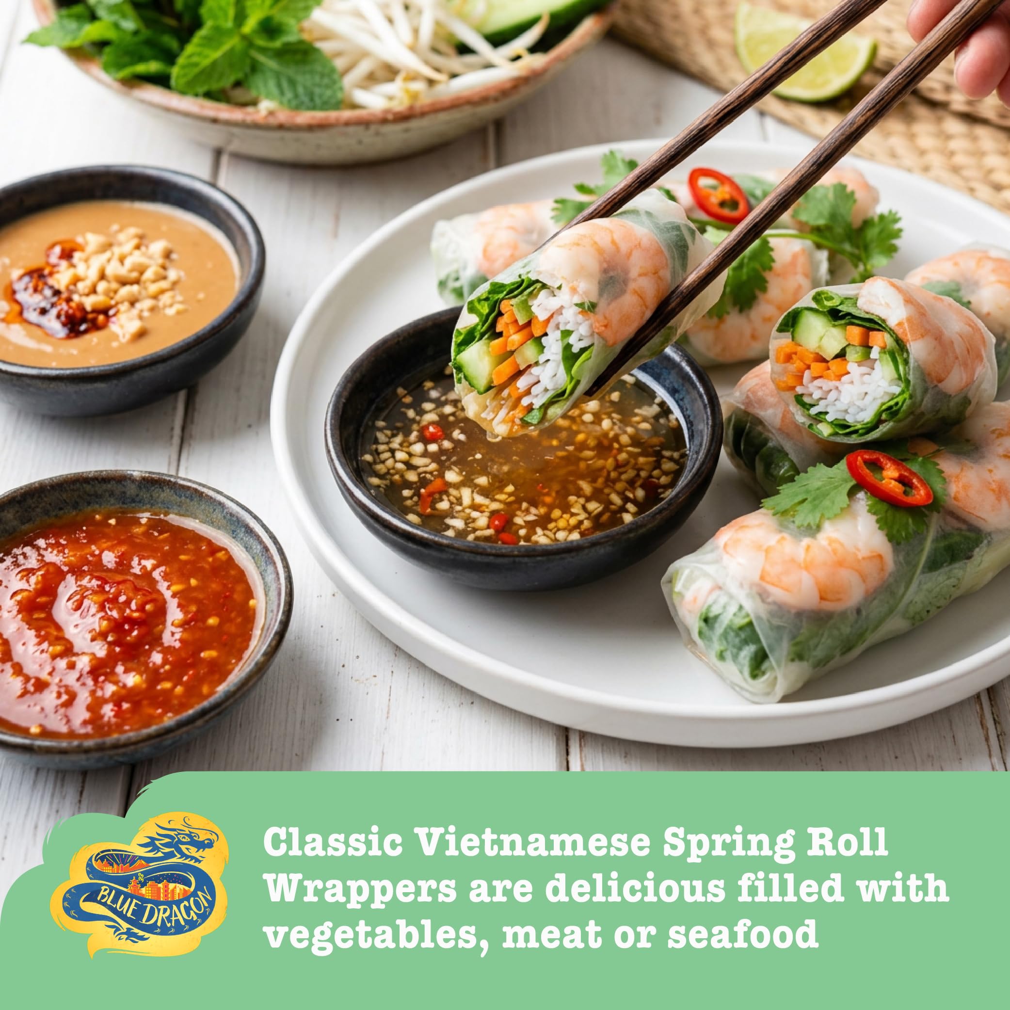 Blue Dragon Spring Roll Wrappers - Vegan & Gluten-Free Rice Paper, 134g 4
