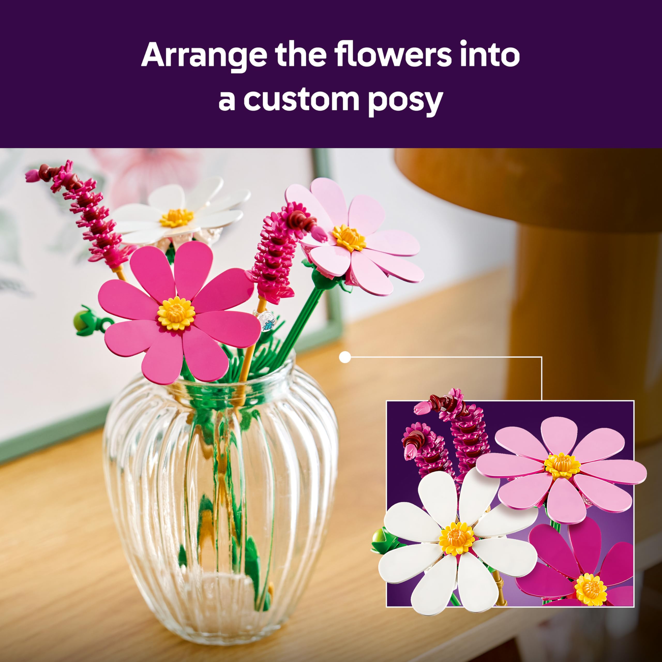 LEGO Botanicals Cosmos Flowers Building Set - 3 Cosmos Stems, 2 Grass Stems | Ages 9+ 4