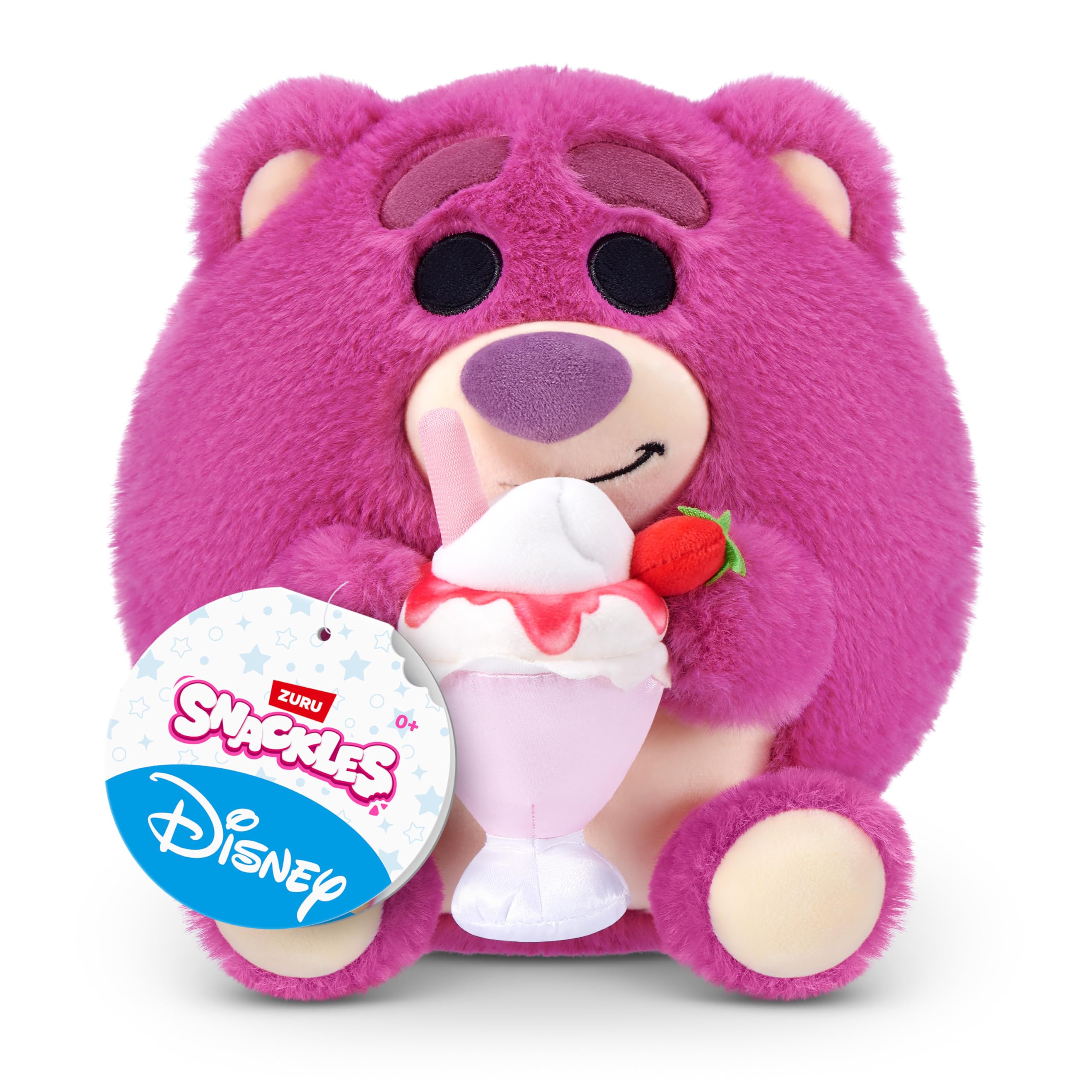 Snackles Disney 8-Inch Plush Toy - Lotso & Strawberry Smoothie | Polyester | Unisex Children