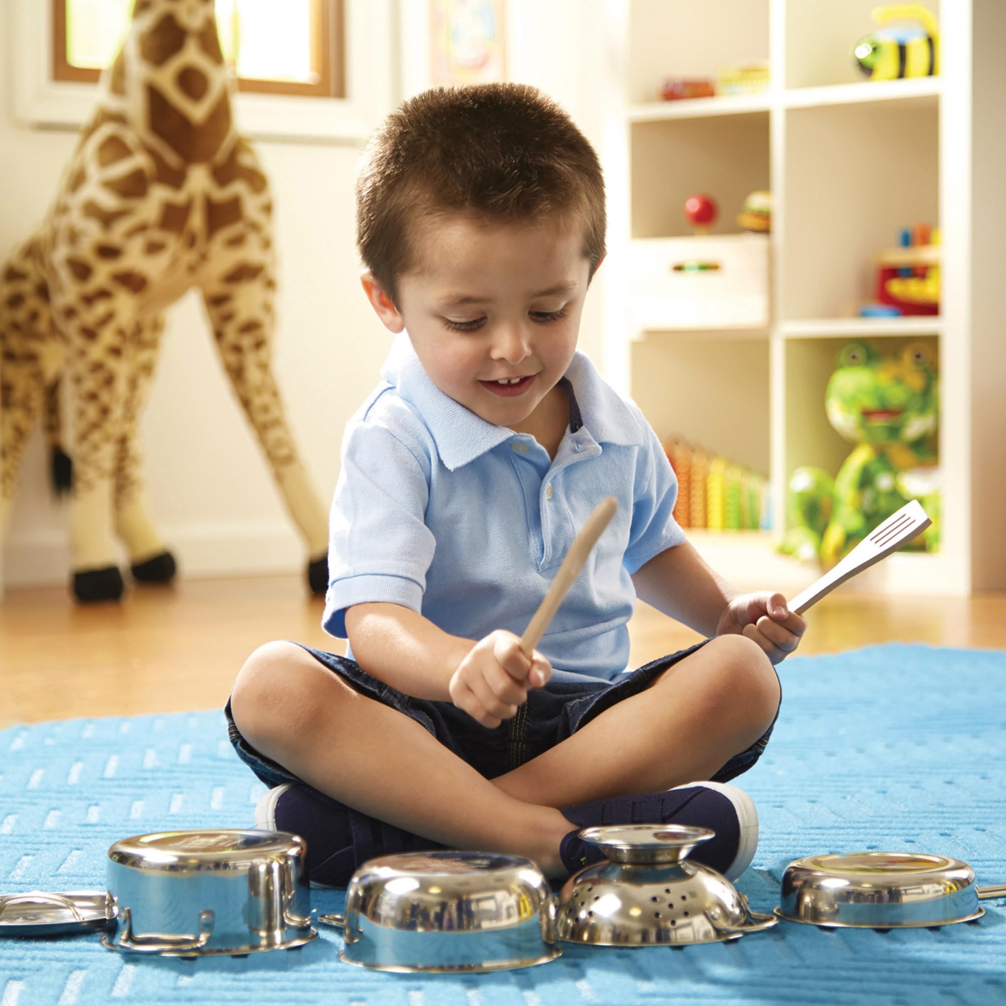 Melissa & Doug Stainless Steel Pots and Pans Pretend Play Kitchen Set - 8 Pcs | Ages 3+ 2