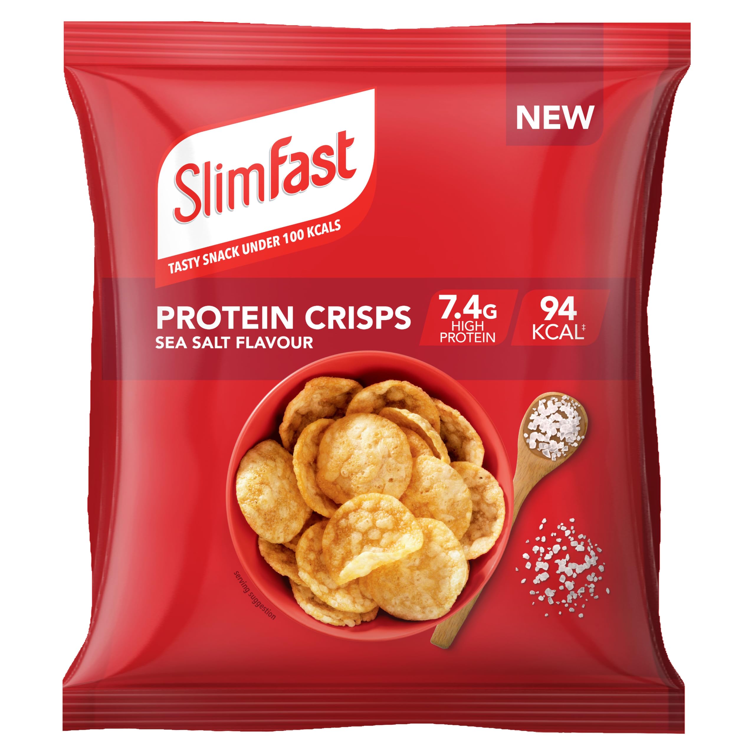 SlimFast Protein Crisps Sea Salt, 94 Calories & 7.4g Protein, Low-Calorie Snack, 12 x 23g Multipack