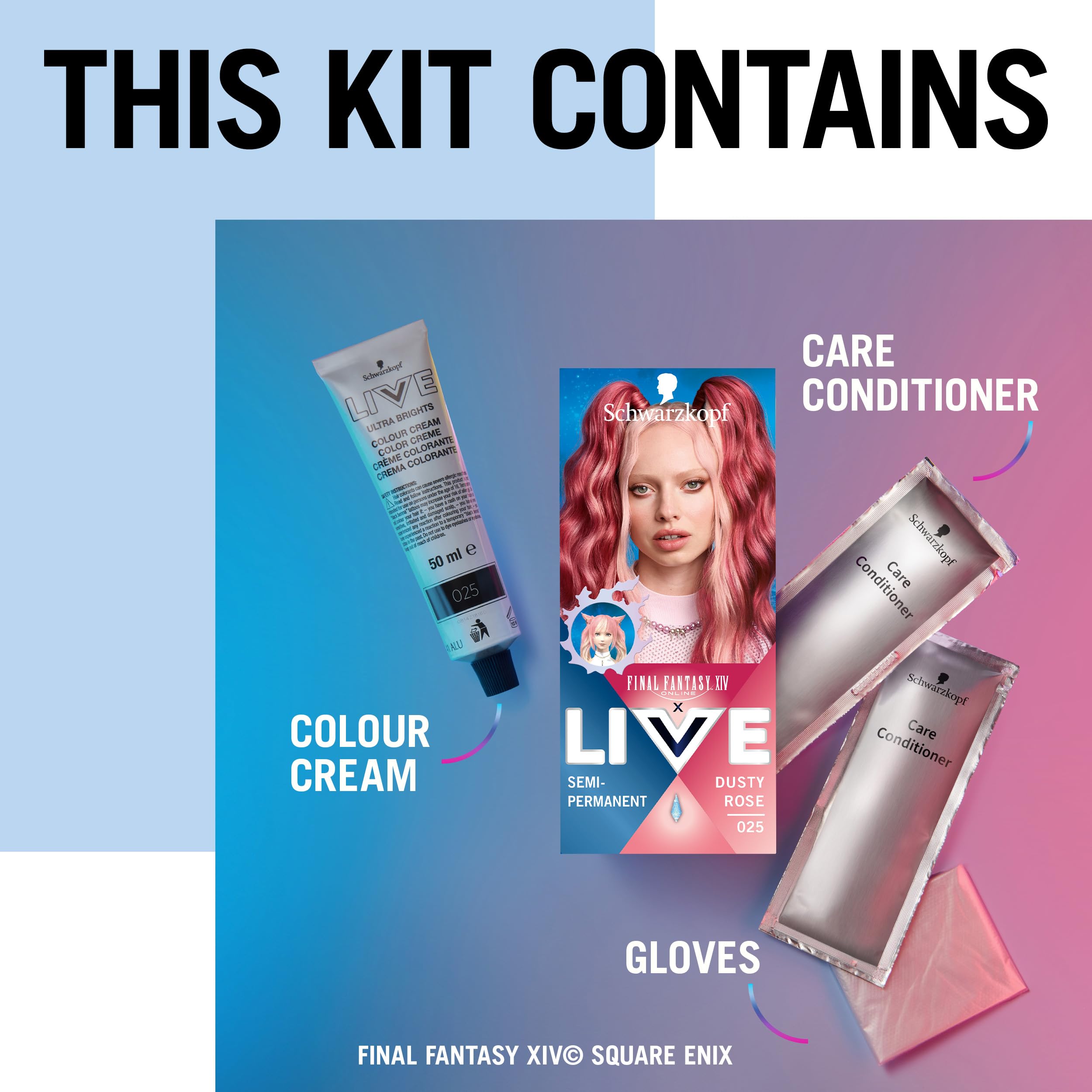 Schwarzkopf LIVE Ultra Brights or Pastels - Dusty Rose 025 Semi-Permanent Hair Colour (50ml) 5
