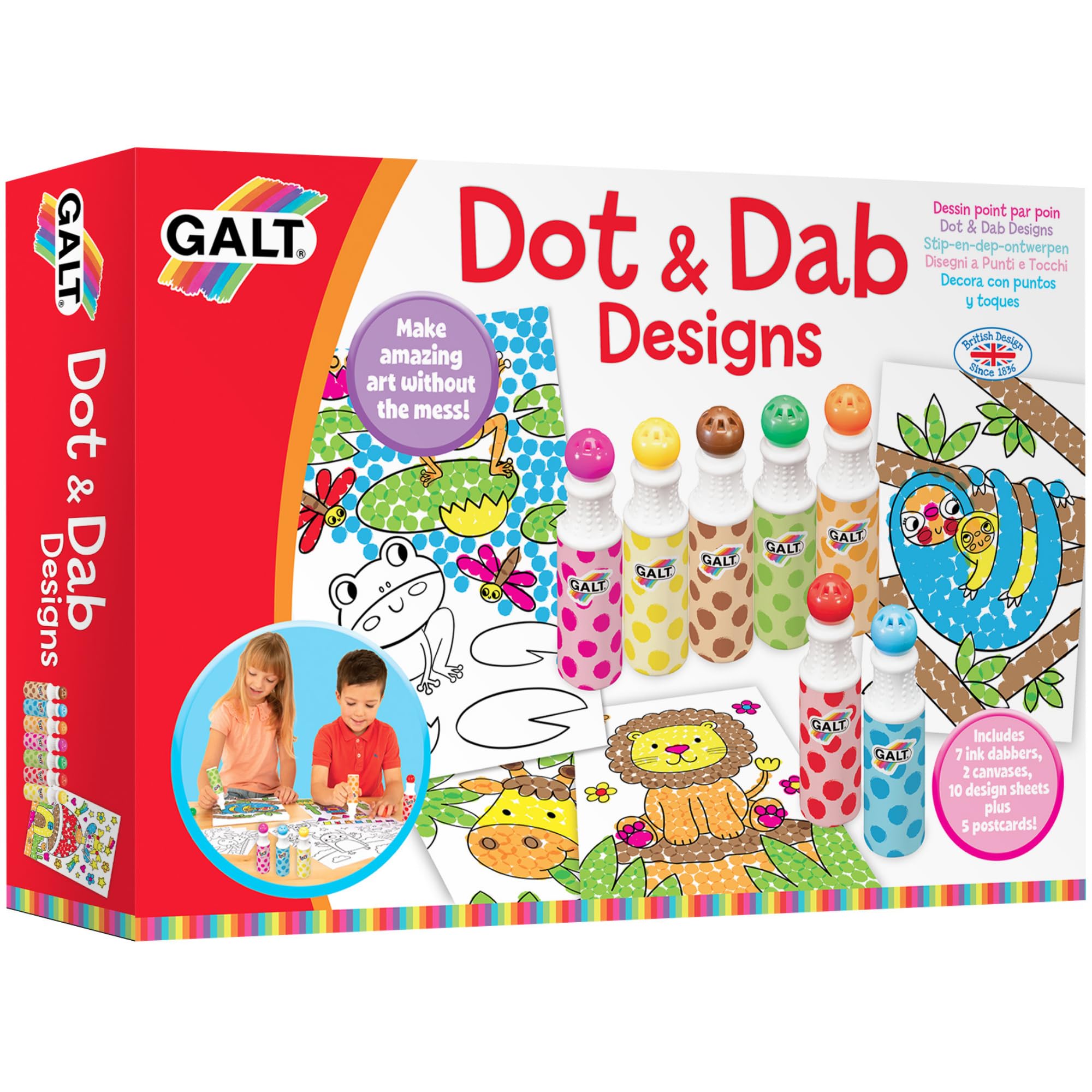 Galt Dot & Dab Craft Kit for Kids - Mess-Free Dot Art Set with 7 Anti-Leak Dabbers 6