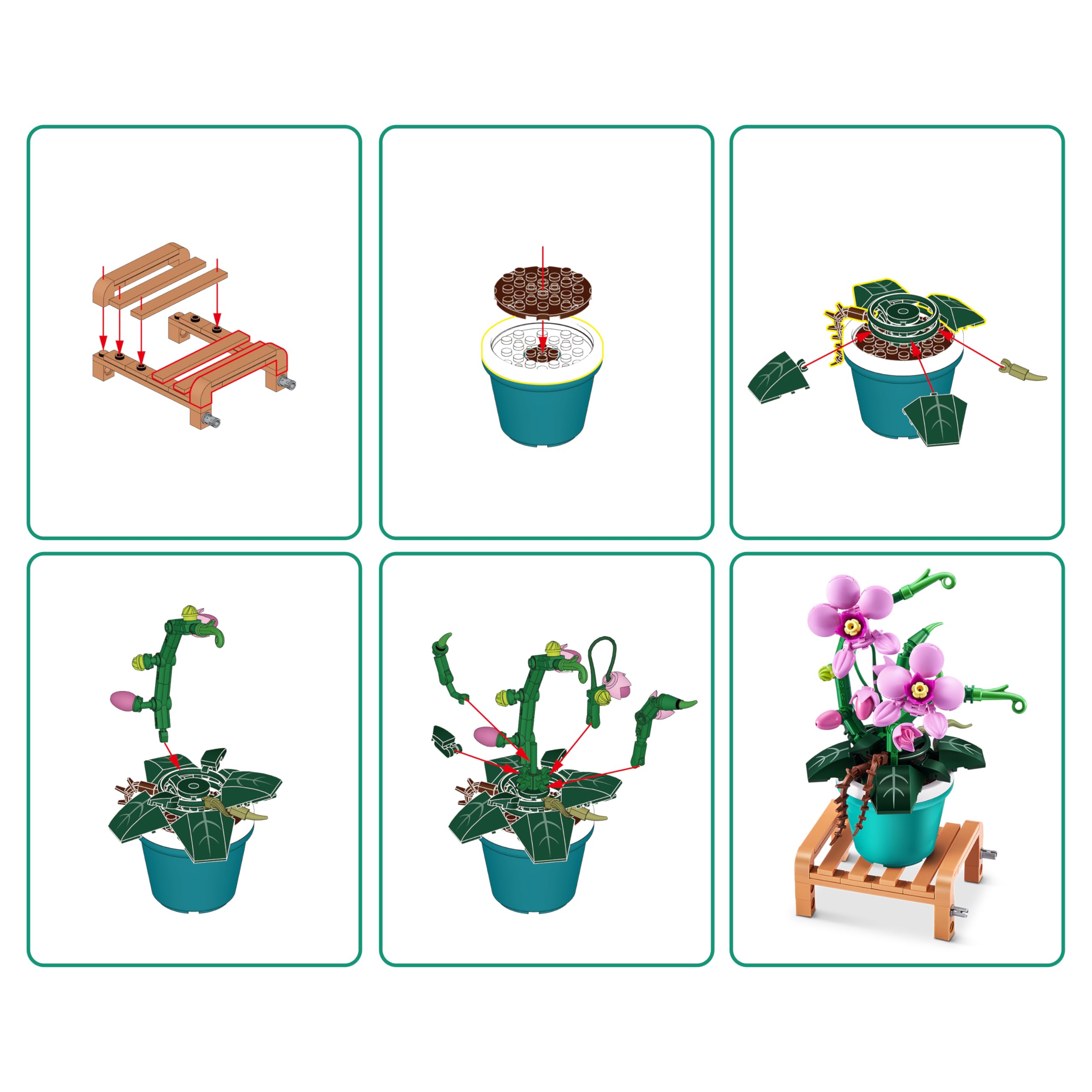 MAX Premium Garden Pot Plants Building Bricks - Phalaenopsis (233 Pieces, 6 to Collect) 6