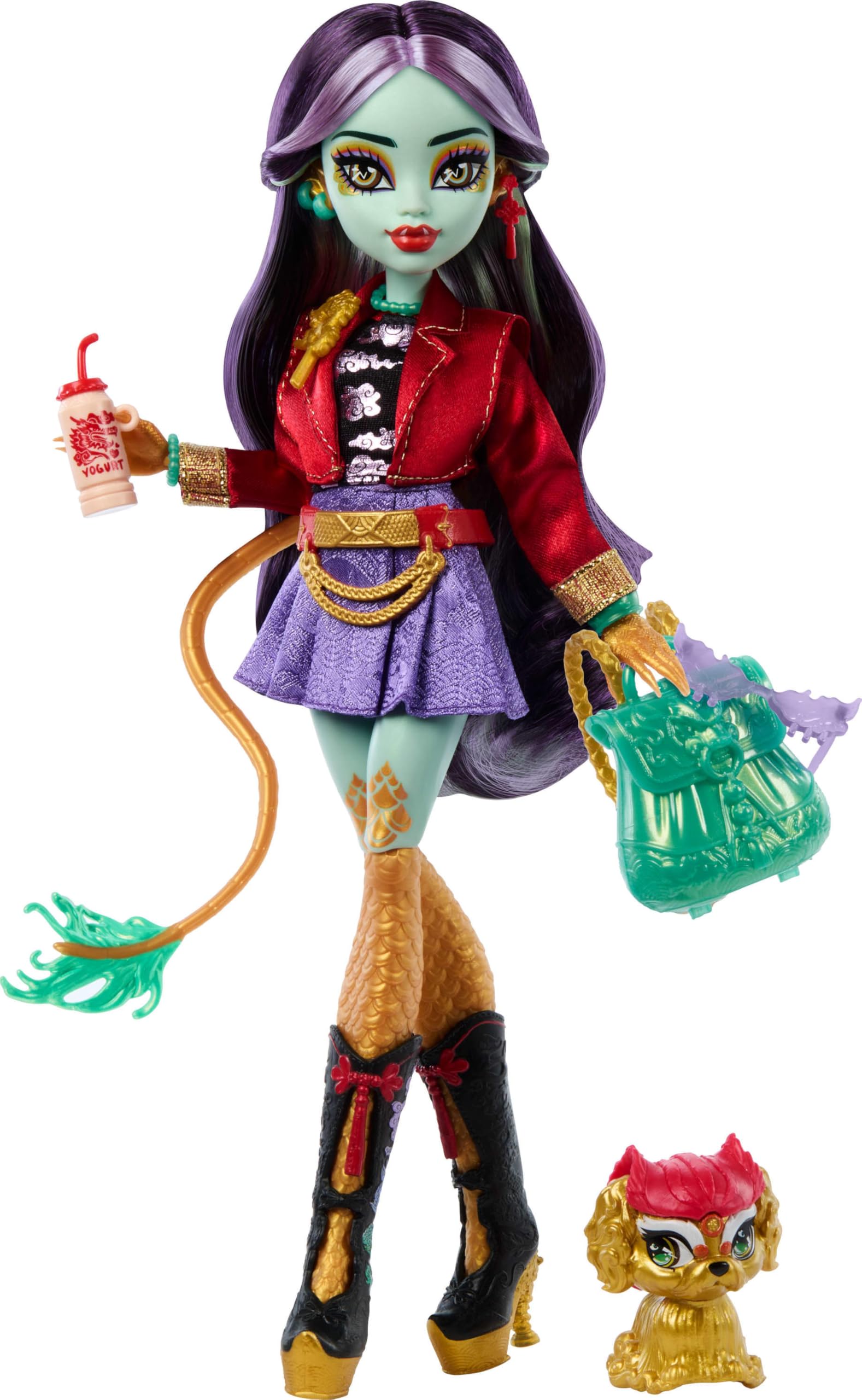 Monster High Jinafire Long Doll with Pet Cloudy 'Yun Yun' & Accessories - Dragon Fashion Doll for Ages 4-10 1