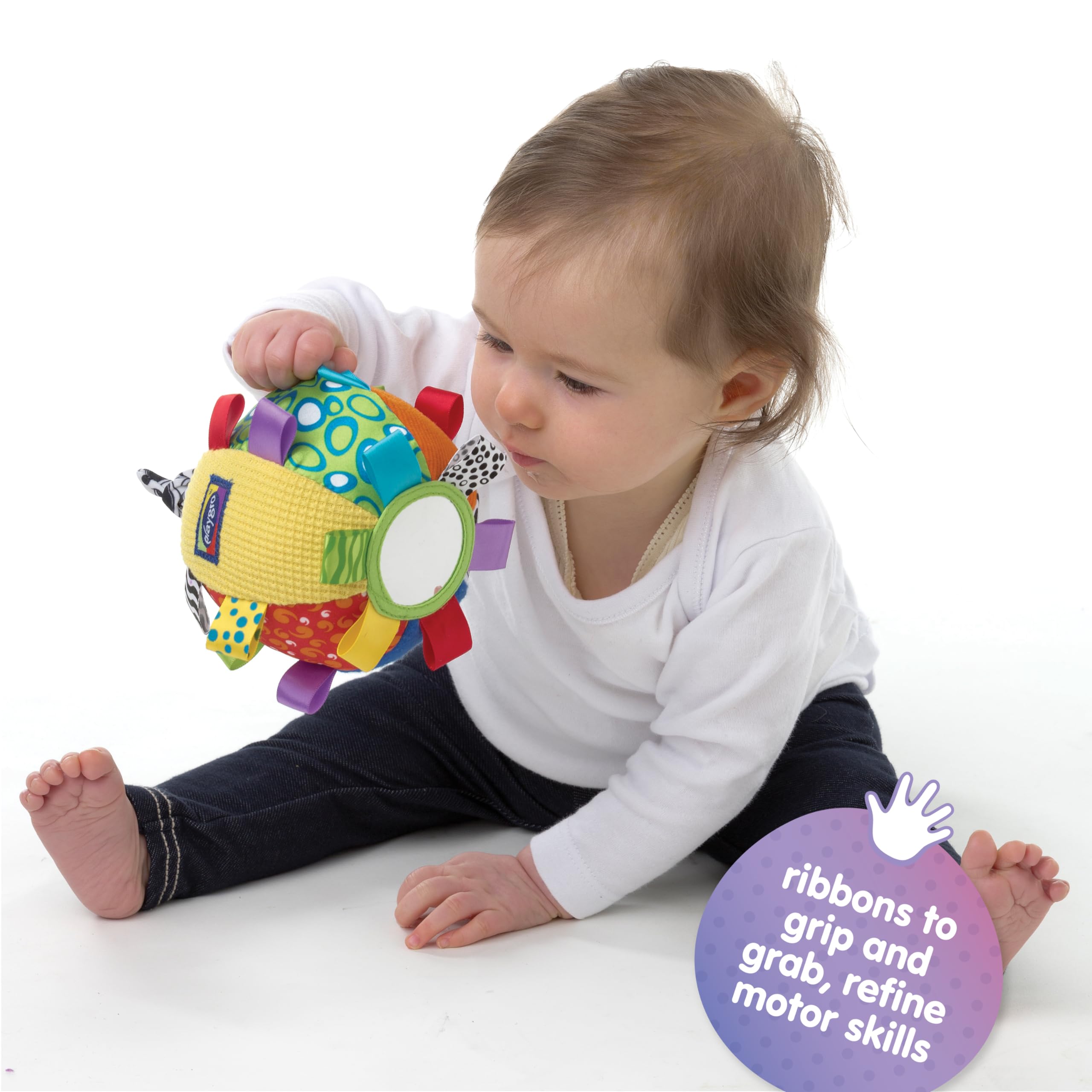 Playgro Kick & Play Loopy Loops Ball - Sensory Development Toy for Babies | Multicolour 3