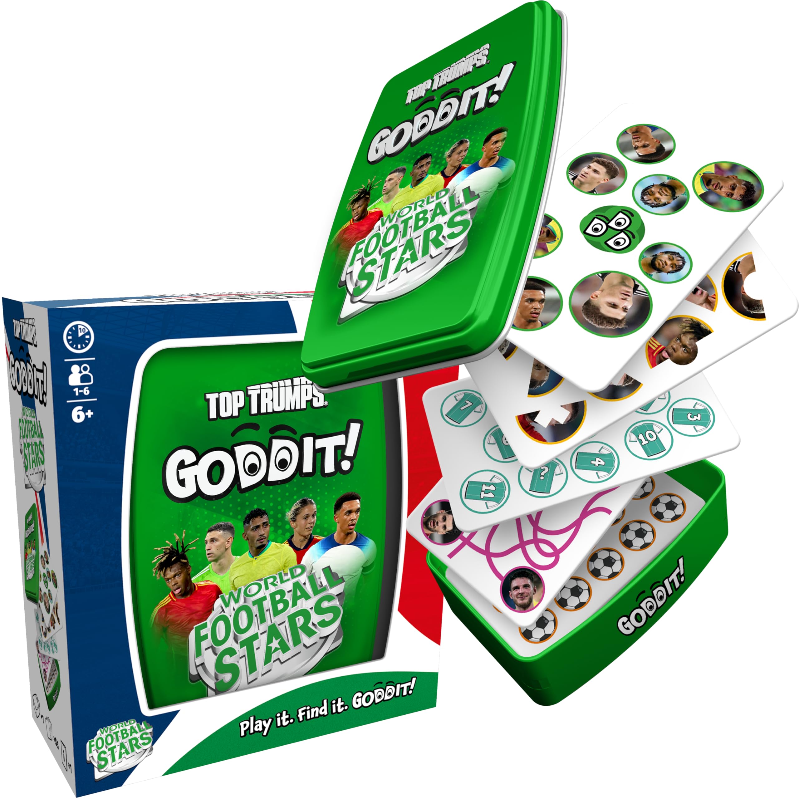 Top Trumps Goddit! Card Game - World Football Stars Theme | 5 Games in 1 | Portable Metal Tin 1
