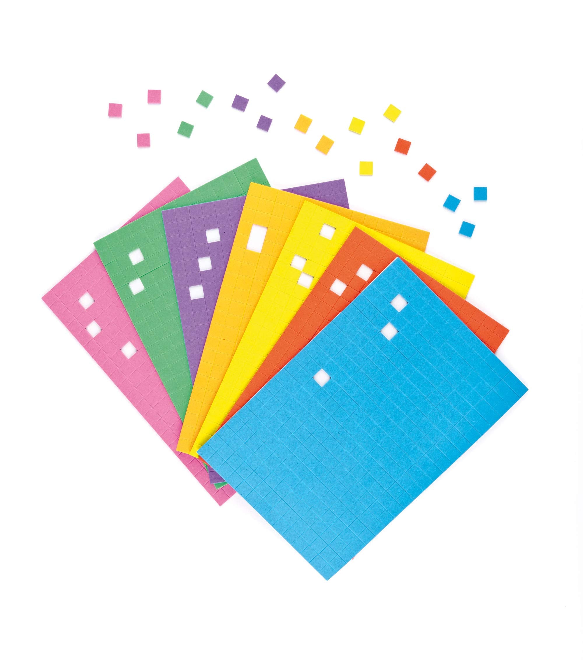 Baker Ross EV721 Self-Adhesive Foam Mosaic Squares - 2000 Pack, 1cm x 1cm, Assorted Colors 1