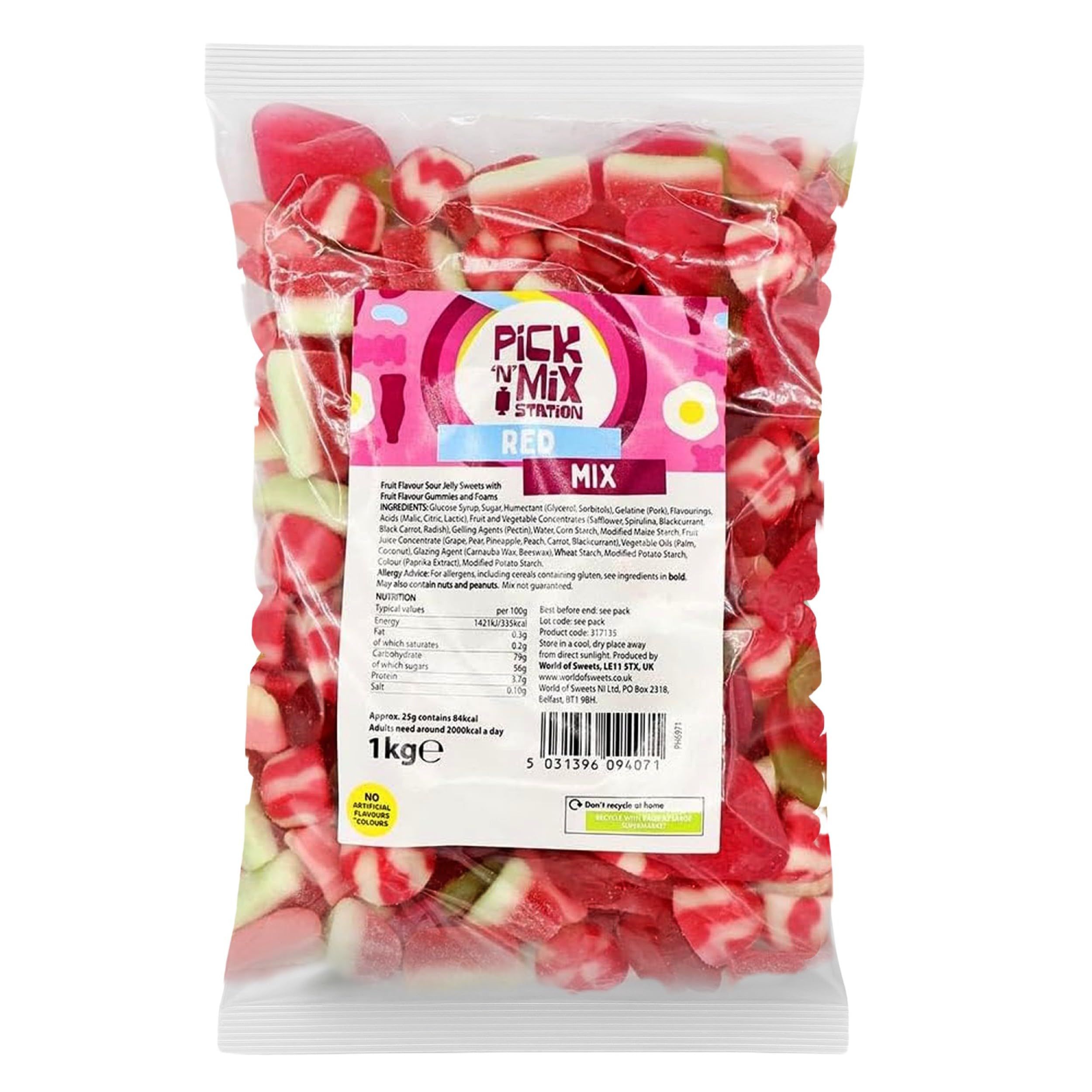 Bonds of London Pick 'n' Mix Station Red Mix Chewy Sweets | 1 kg Fruit Flavoured Assortment
