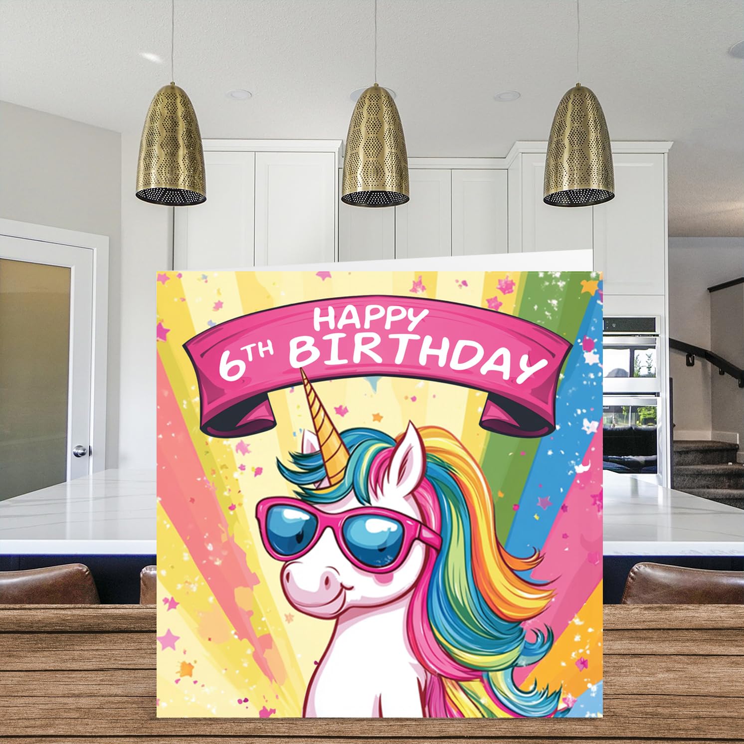 Stuff4 Girls 6th Birthday Card - Cool Unicorn Sunglasses | 145mm x 145mm | 300gsm 3