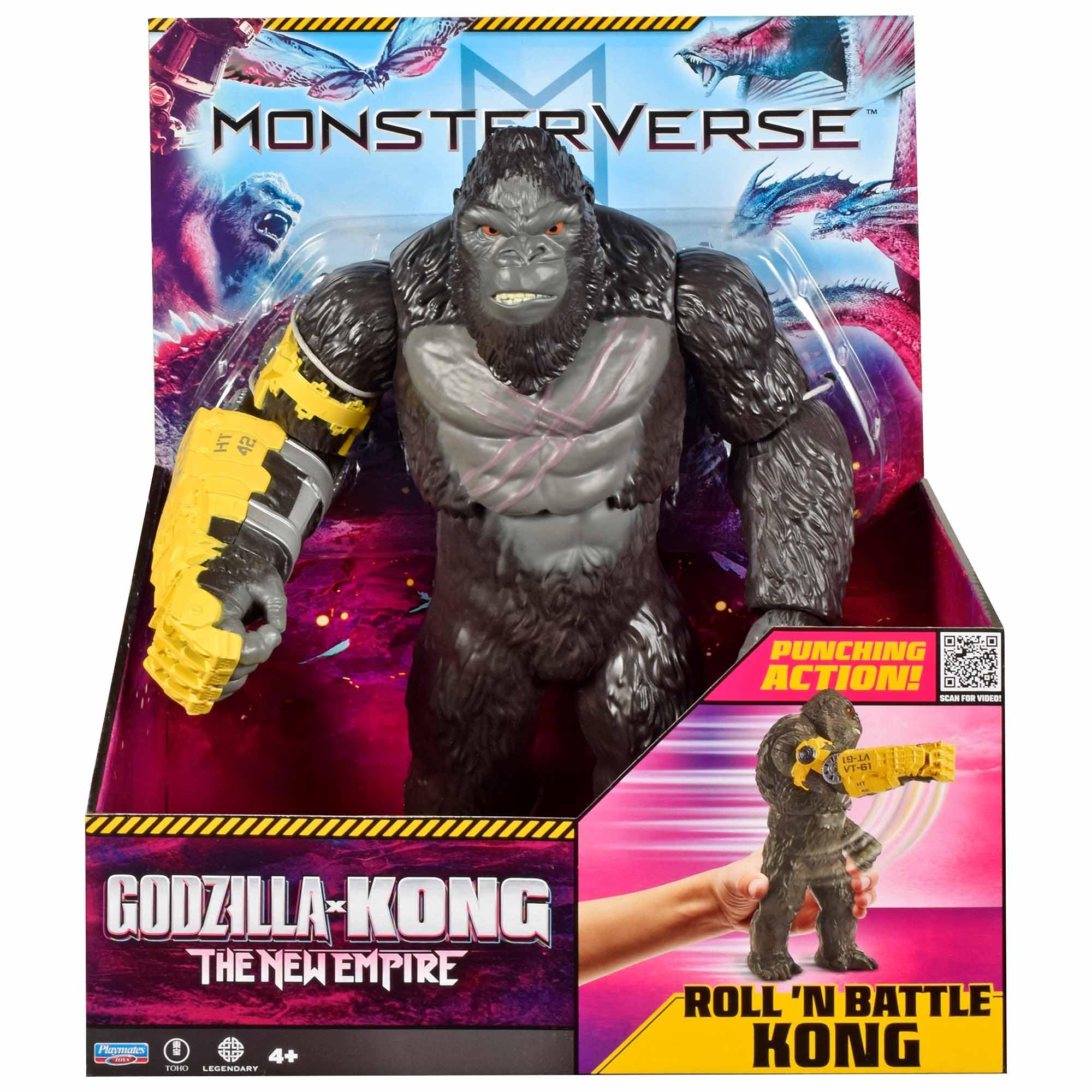 MonsterVerse Giant Kong Roll N Battle Action Figure - 11 Inch Scale | Interactive Movement | Plastic