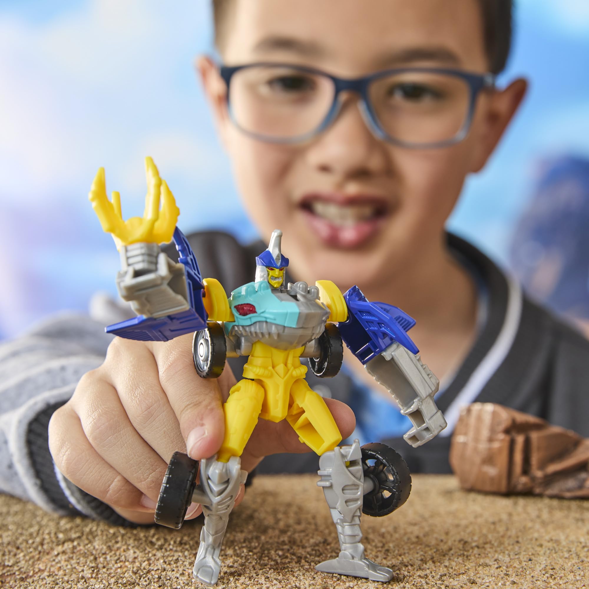 Transformers CYBERWORLD Sky-Byte Action Figure - 4-Step Conversion | 10 cm Robot Mode 4