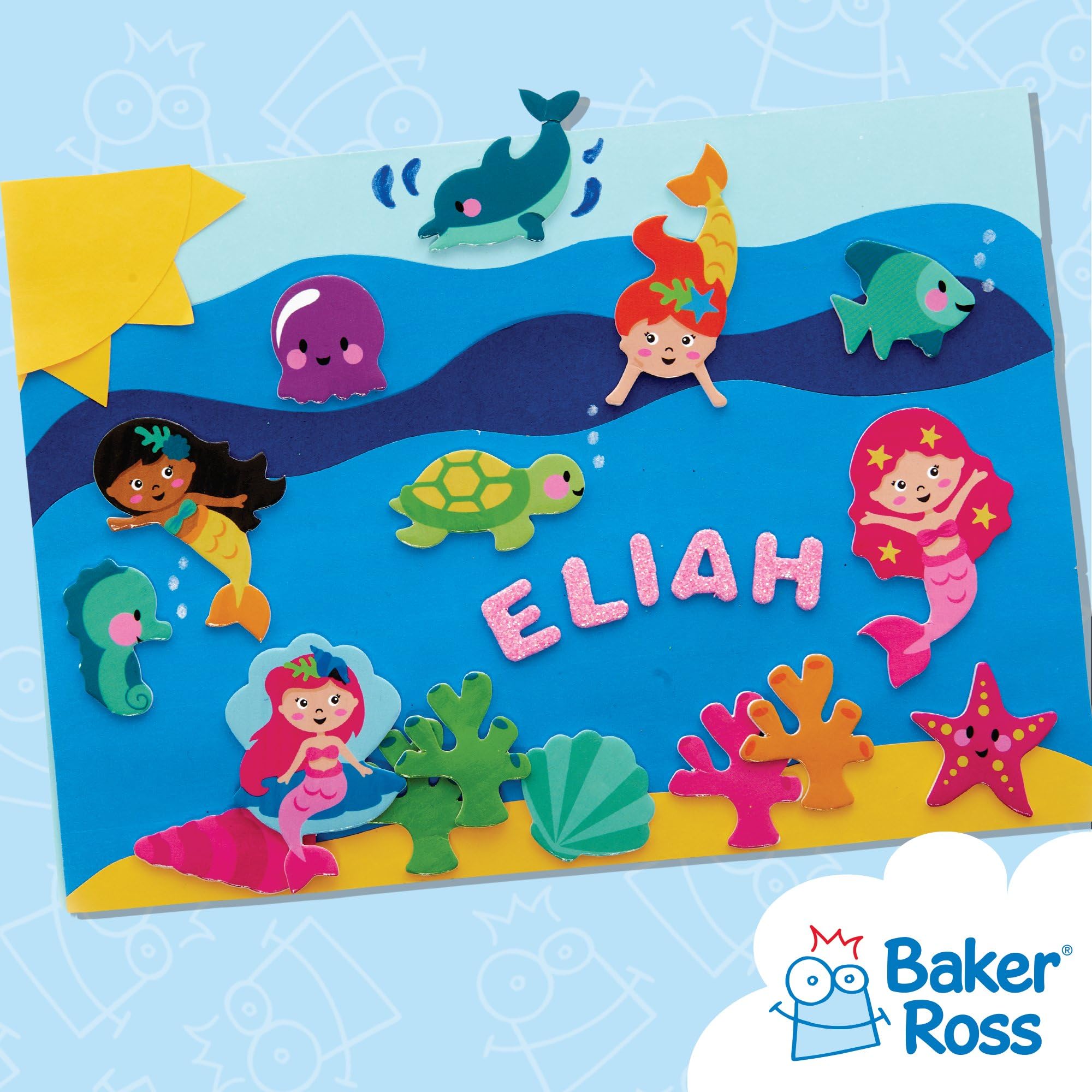 Baker Ross Mermaid Foam Stickers - Pack of 200 | 50 Assorted Styles | 25mm-40mm 5