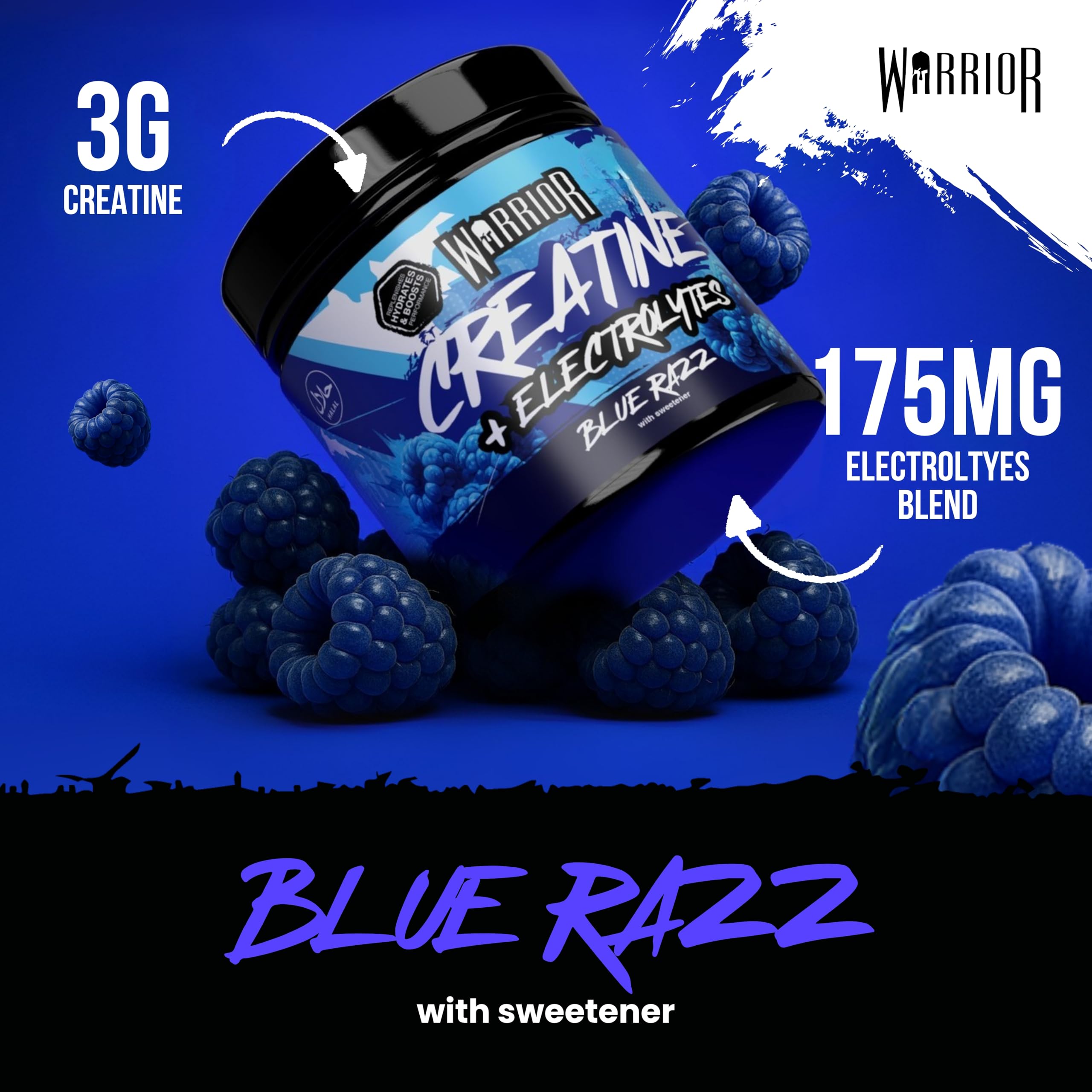 Warrior Creatine Monohydrate + Electrolytes Powder - 112 Servings, 360g | Strength & Hydration 3