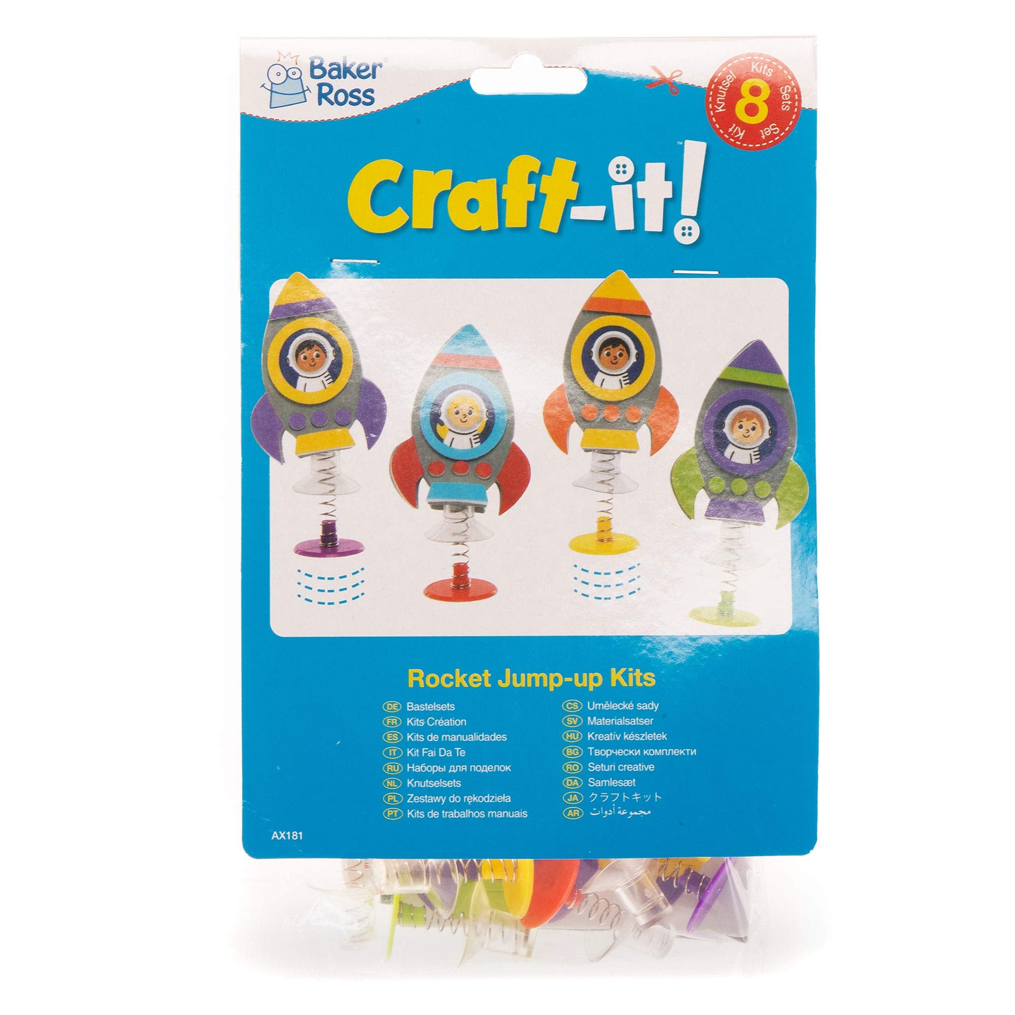 Baker Ross Space Rocket Jumping Toys - Pack of 8 Foam Popping Rocket Kits 5