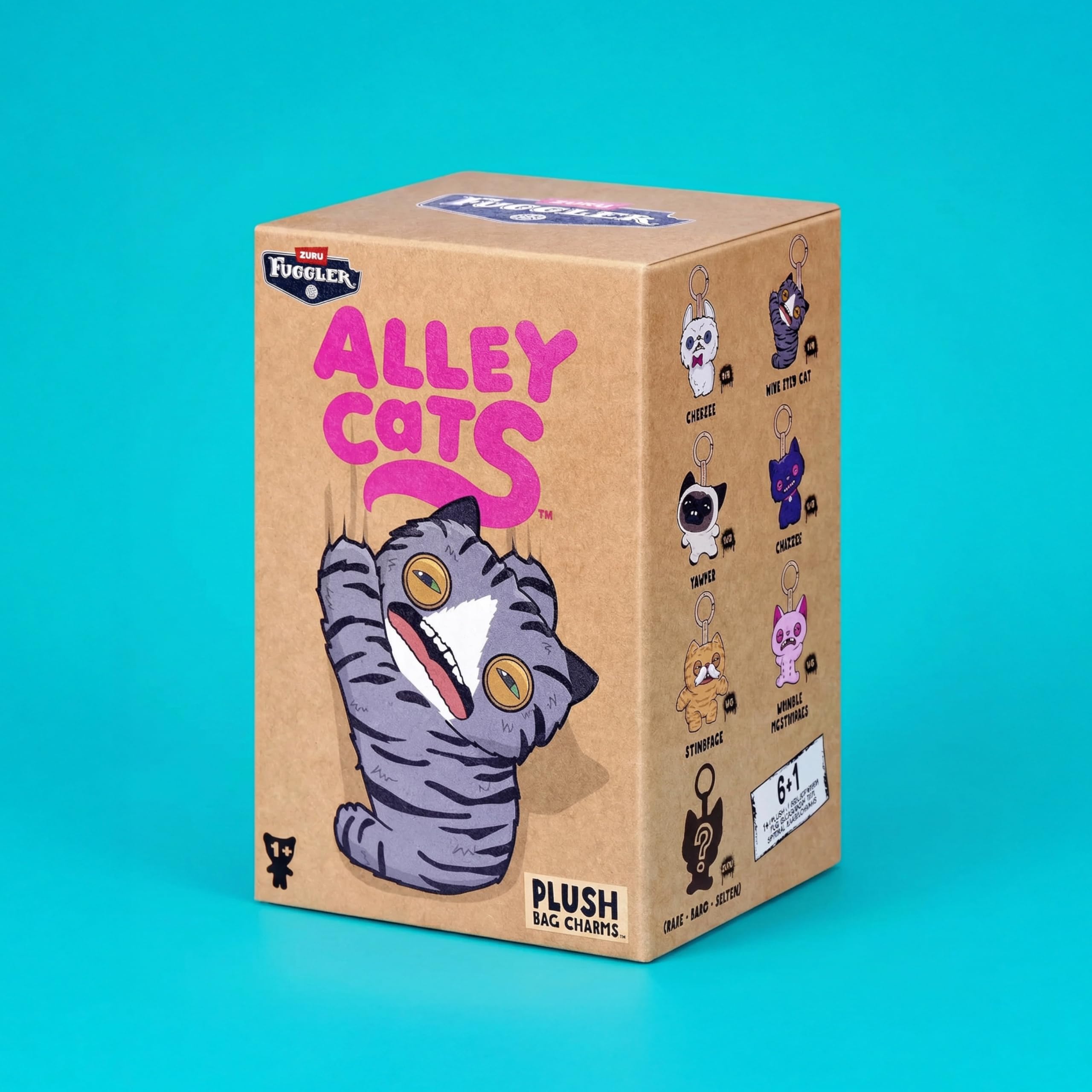 Fuggler Alley Cat KeyRing - 5 Inch Plush Collectible (6 Pack)