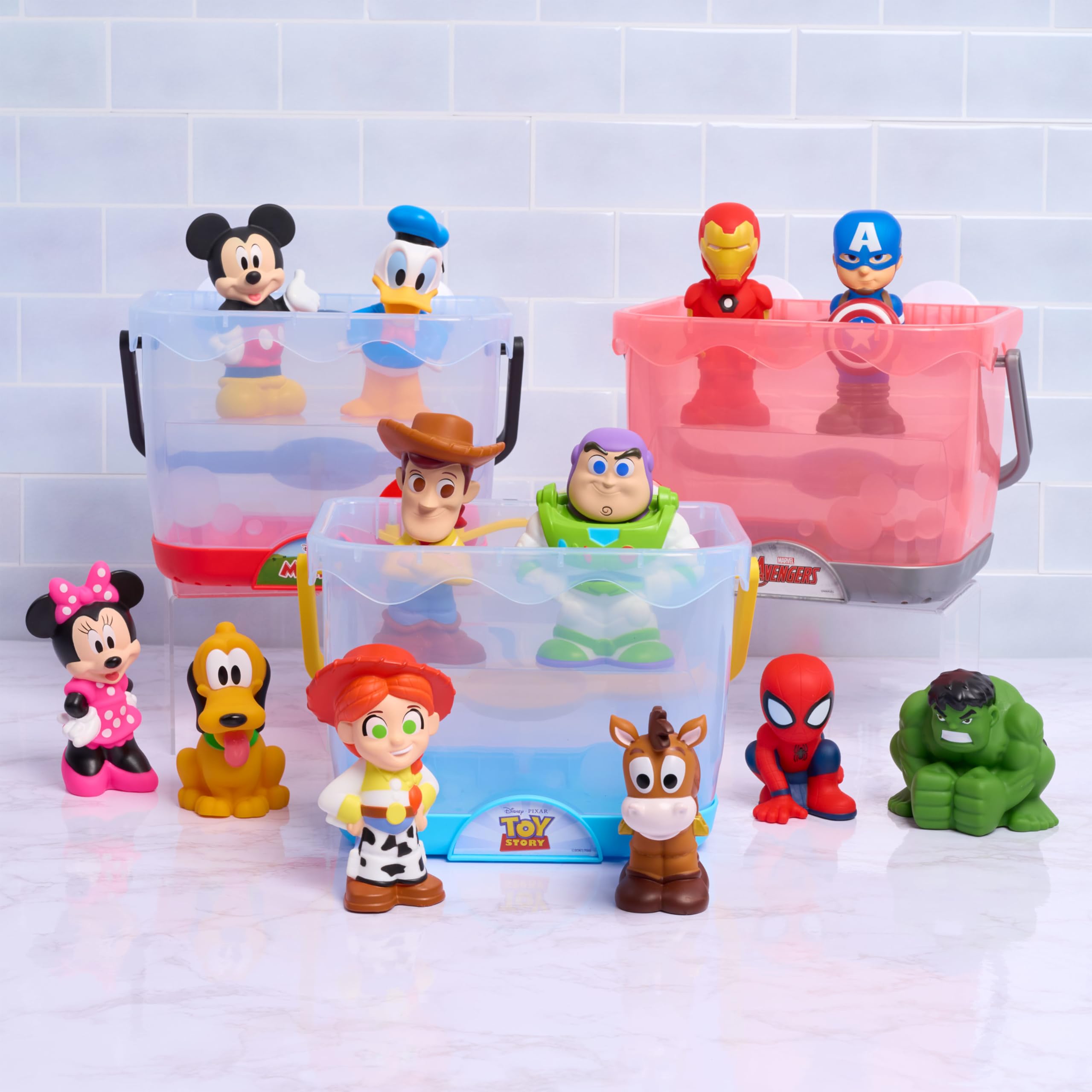 Disney 5-Piece Cars Bath Toy Figures with Storage Caddy | Ages 3+ | Floats 6