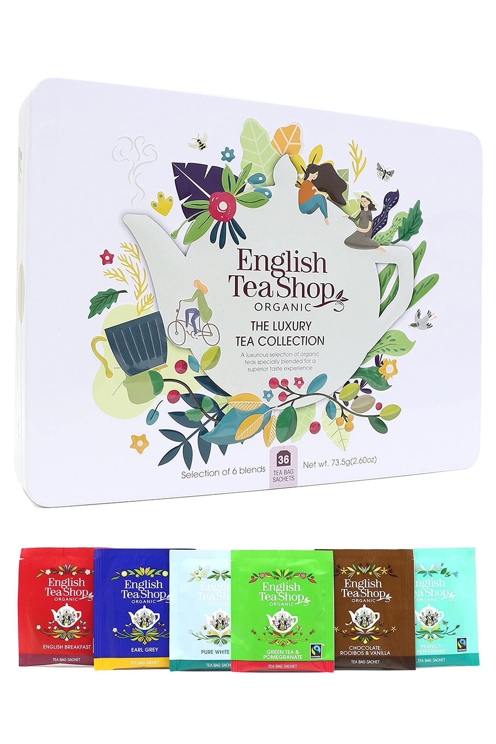 English Tea Shop Organic Luxury Gift Tin - 36 Count Herbal Tea Bags