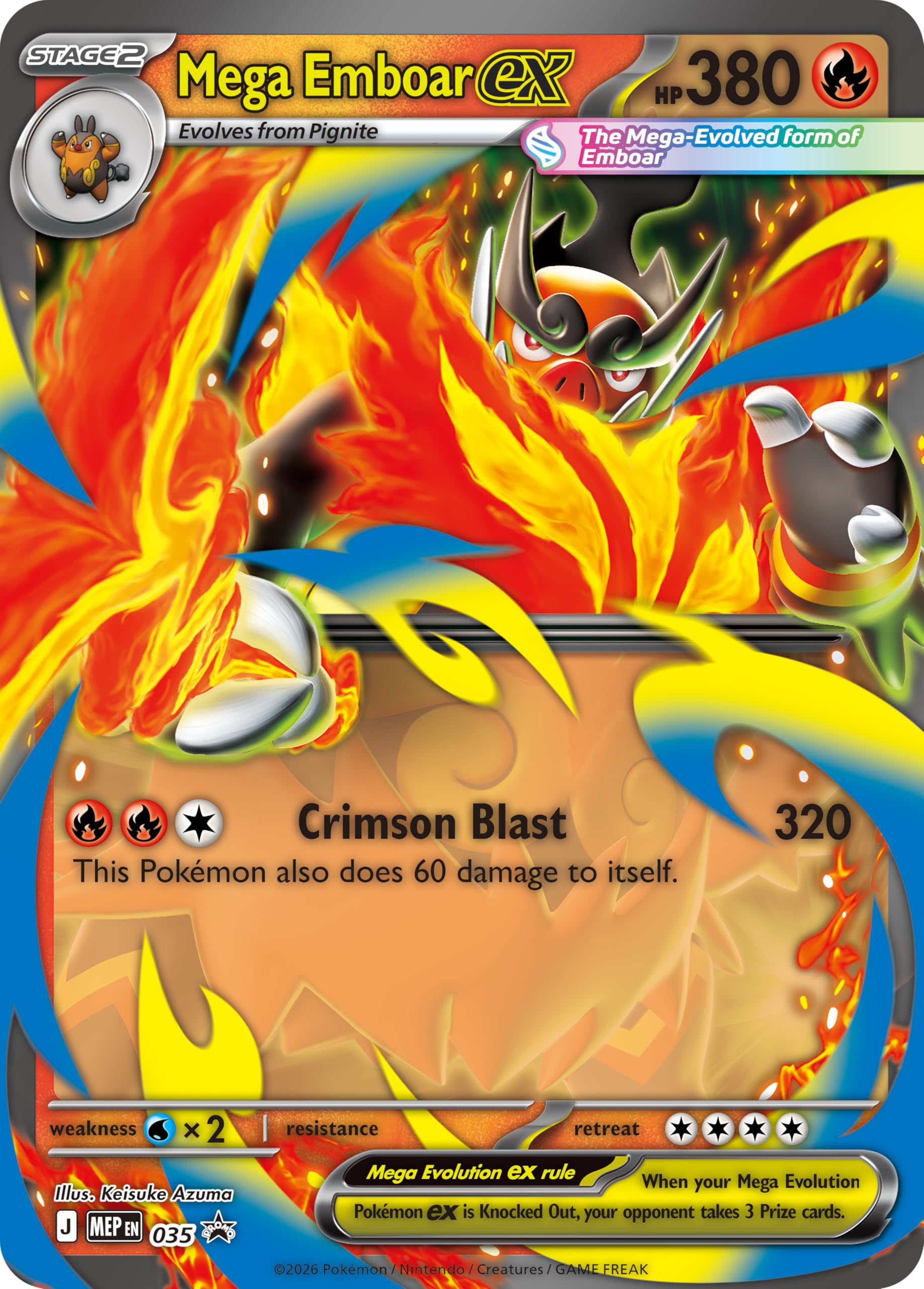 Pokémon TCG: Mega Evolution—Ascended Heroes Mega Emboar ex Box with 4 Booster Packs