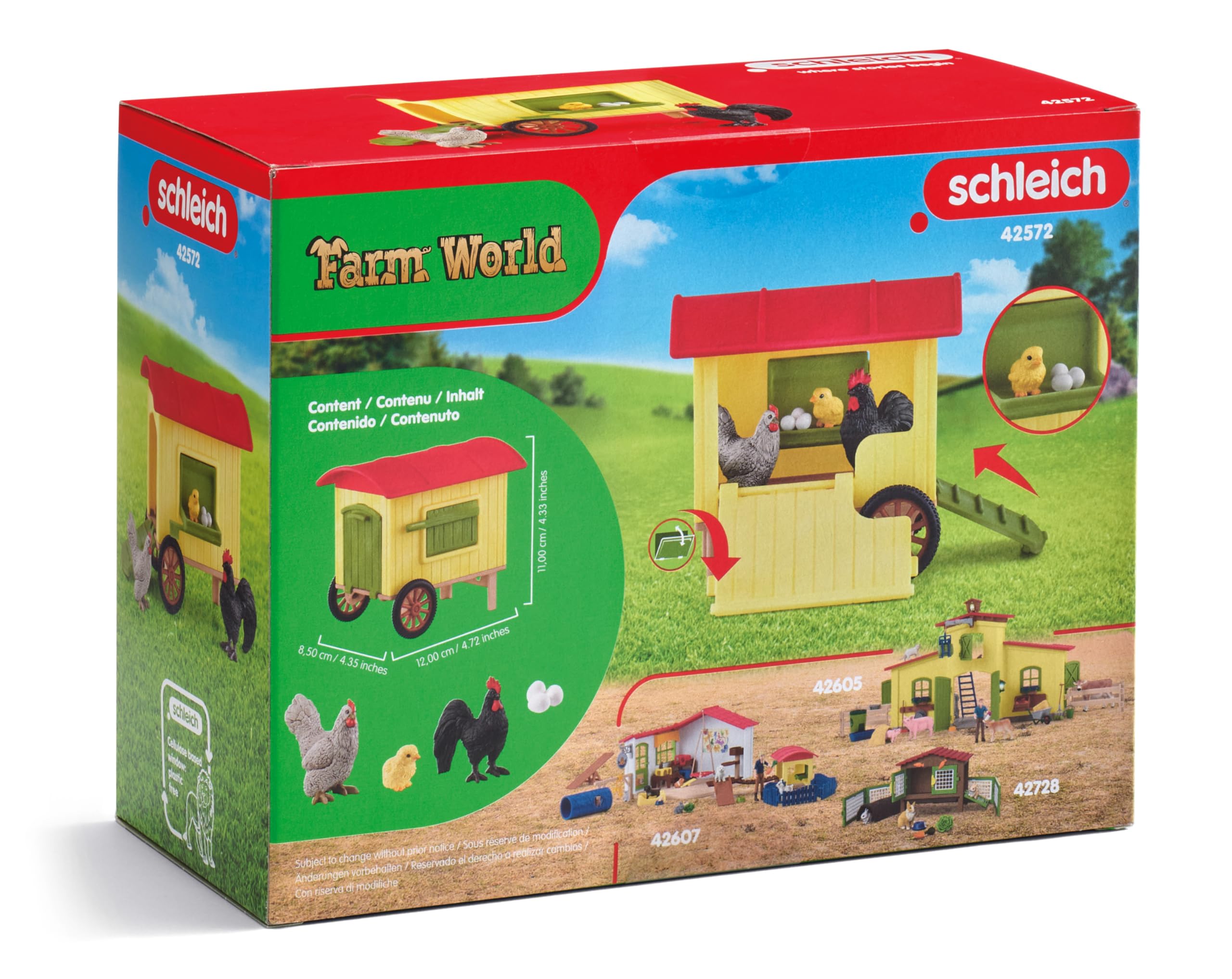SCHLEICH FARM WORLD Mobile Chicken Coop Playset - 5 Pieces | Ages 3+ | Multi-coloured Plastic 3