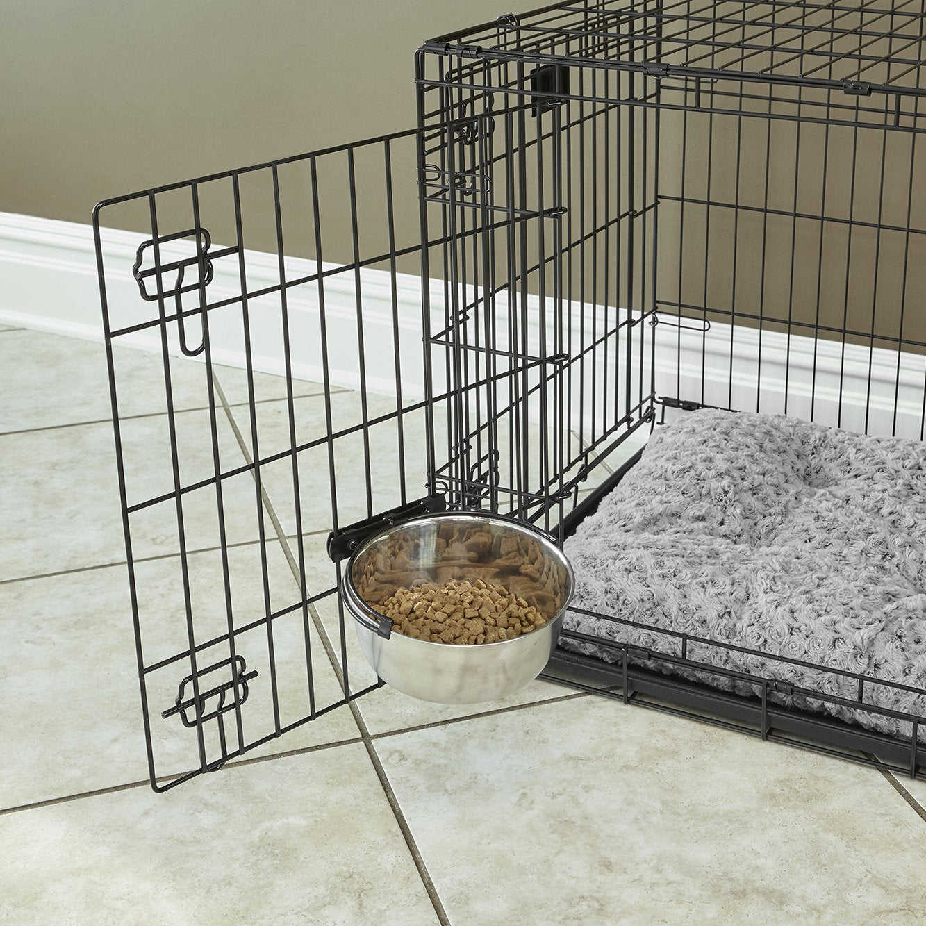 MidWest Homes for Pets Snap'y Fit Stainless Steel Crate Bowl | 295 ml Capacity | Spill Proof 2